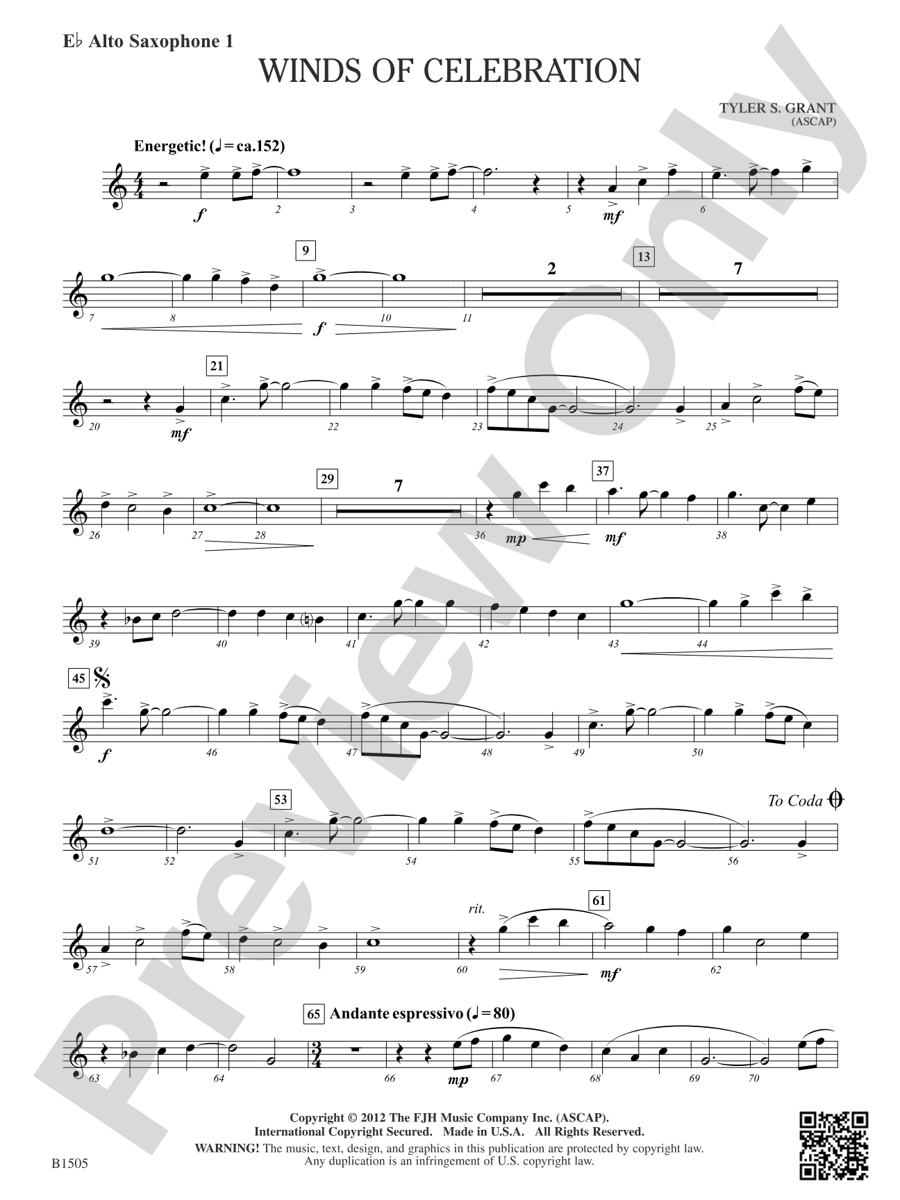 Winds of Celebration: E-flat Alto Saxophone 1