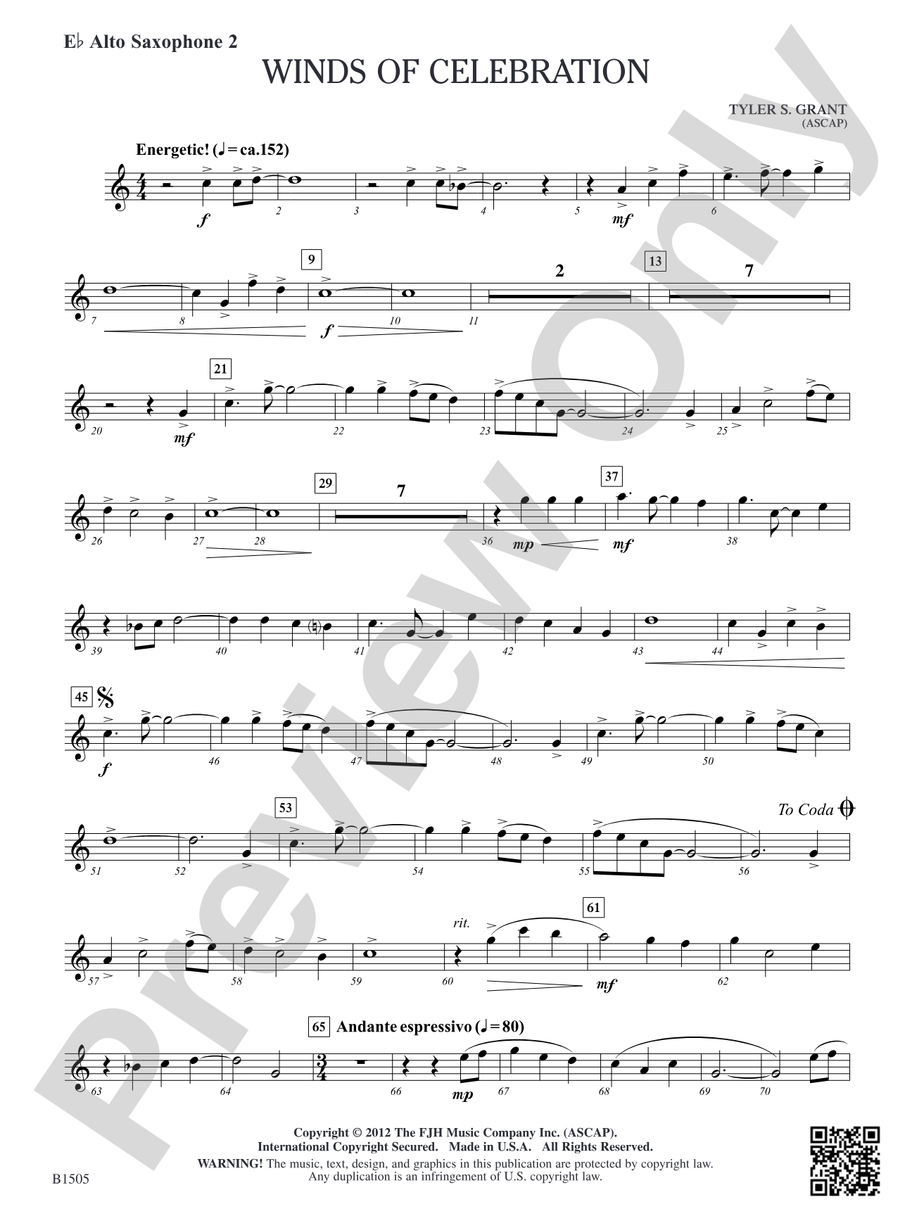 Winds of Celebration: E-flat Alto Saxophone 2