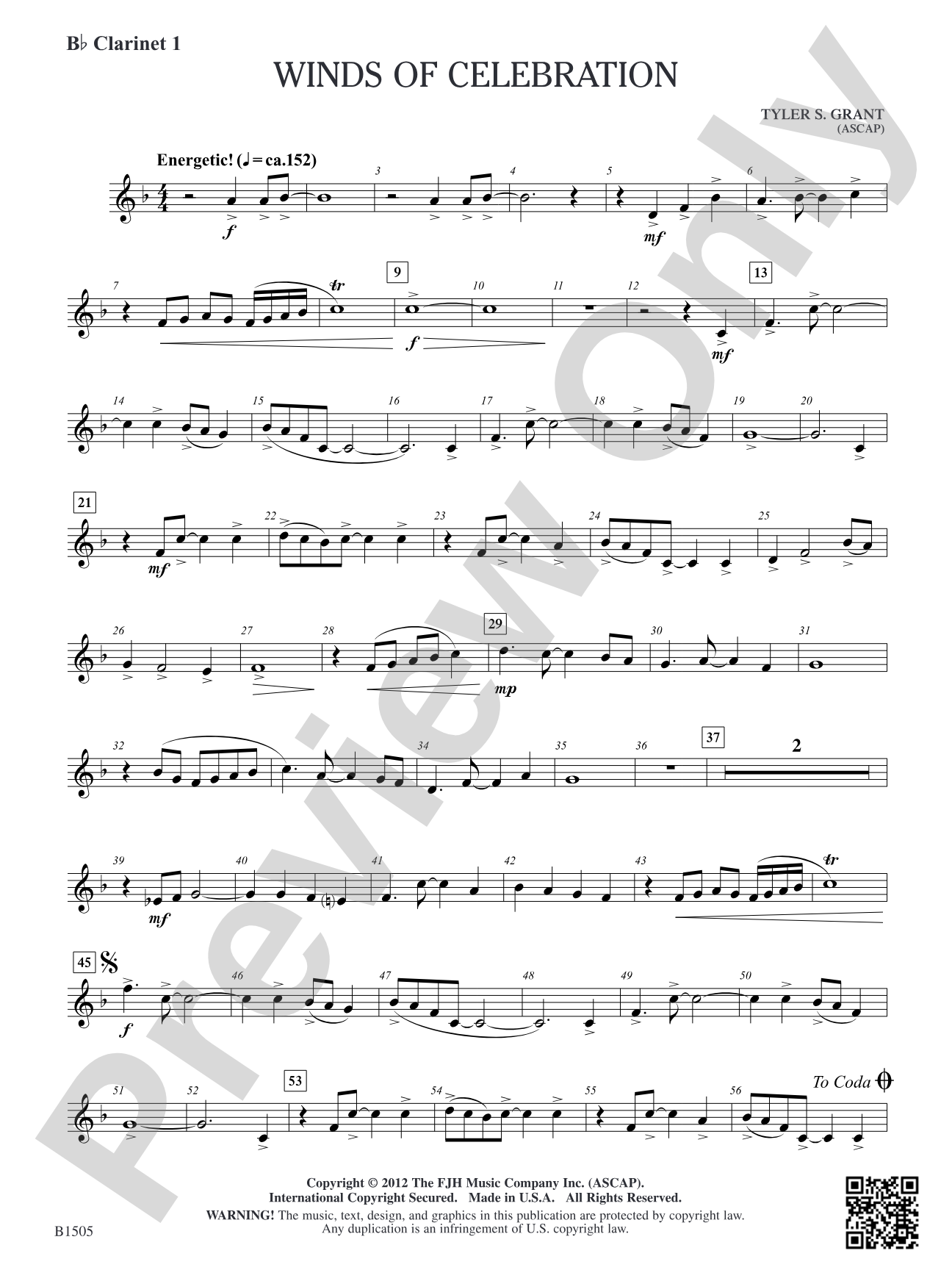 Winds of Celebration: B-flat Clarinet 1