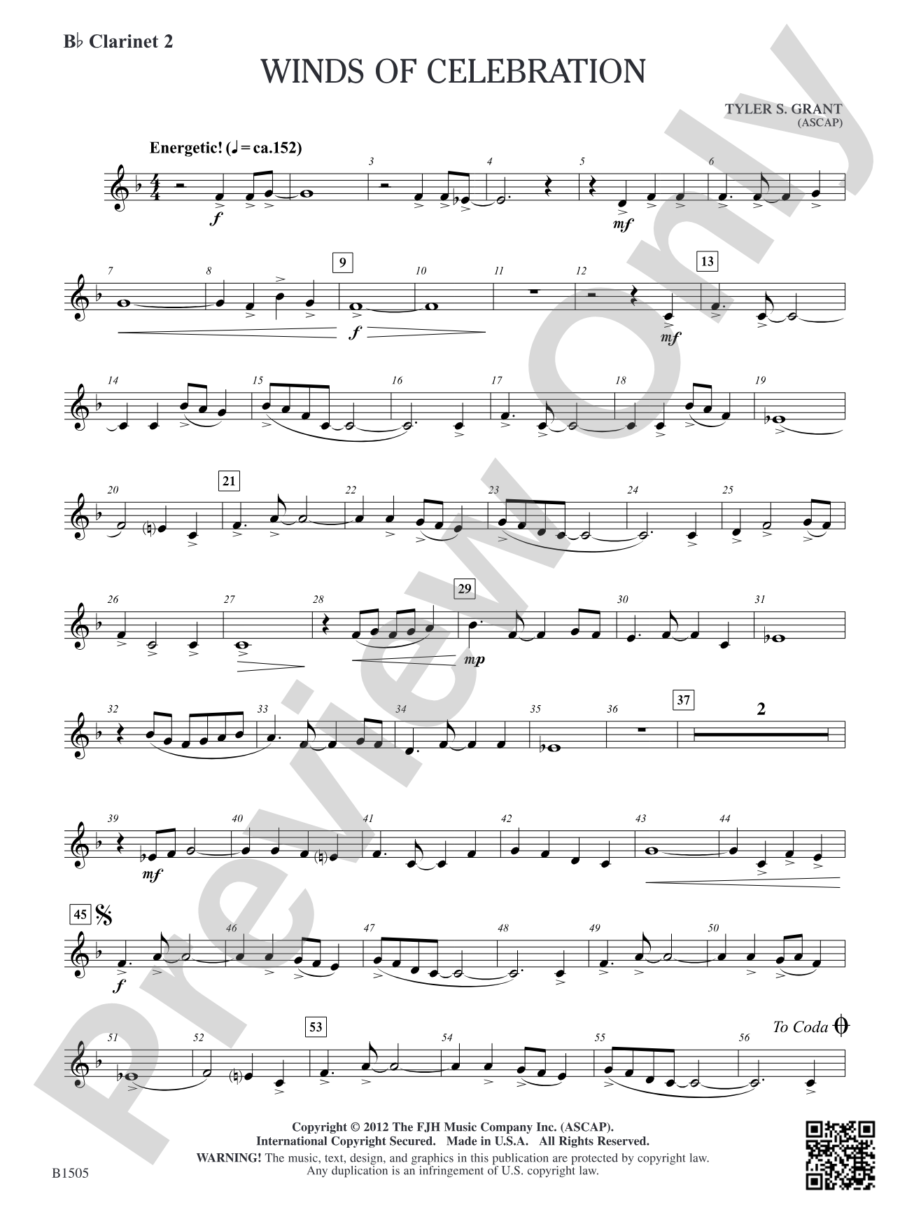 Winds of Celebration: B-flat Clarinet 2