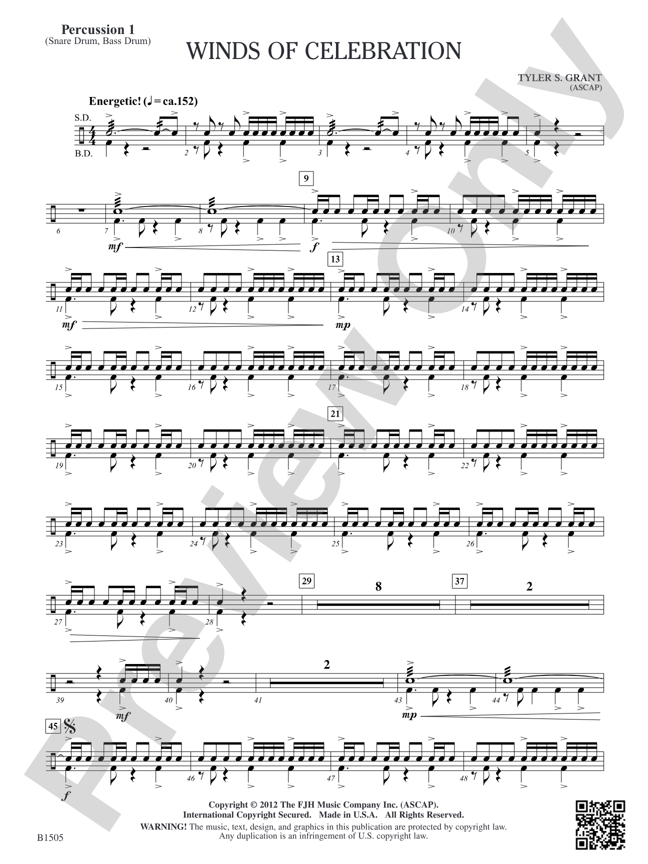 Winds of Celebration: Percussion 1