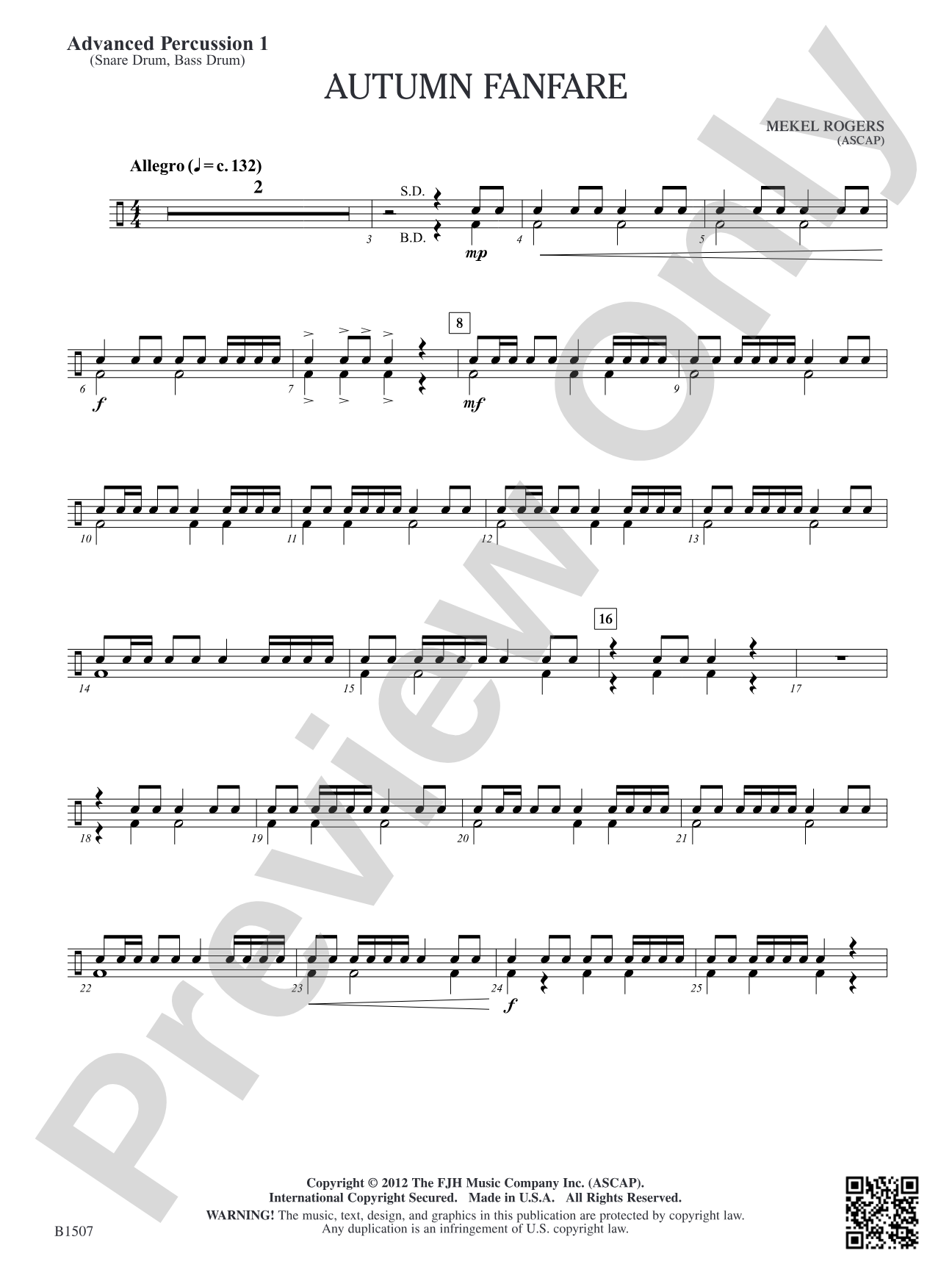 Autumn Fanfare: Advanced Percussion 1