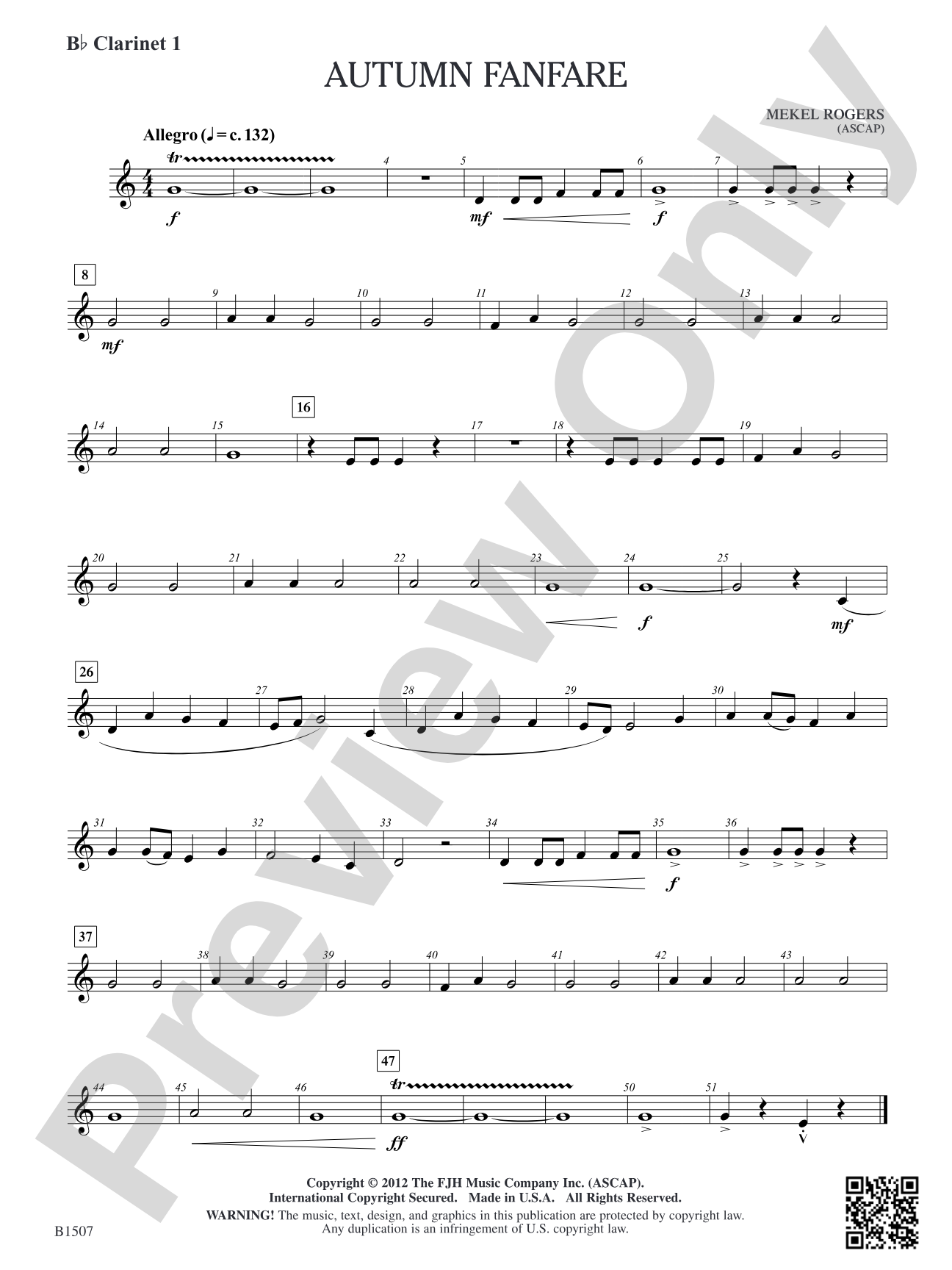 Autumn Fanfare: B-flat Clarinet 1