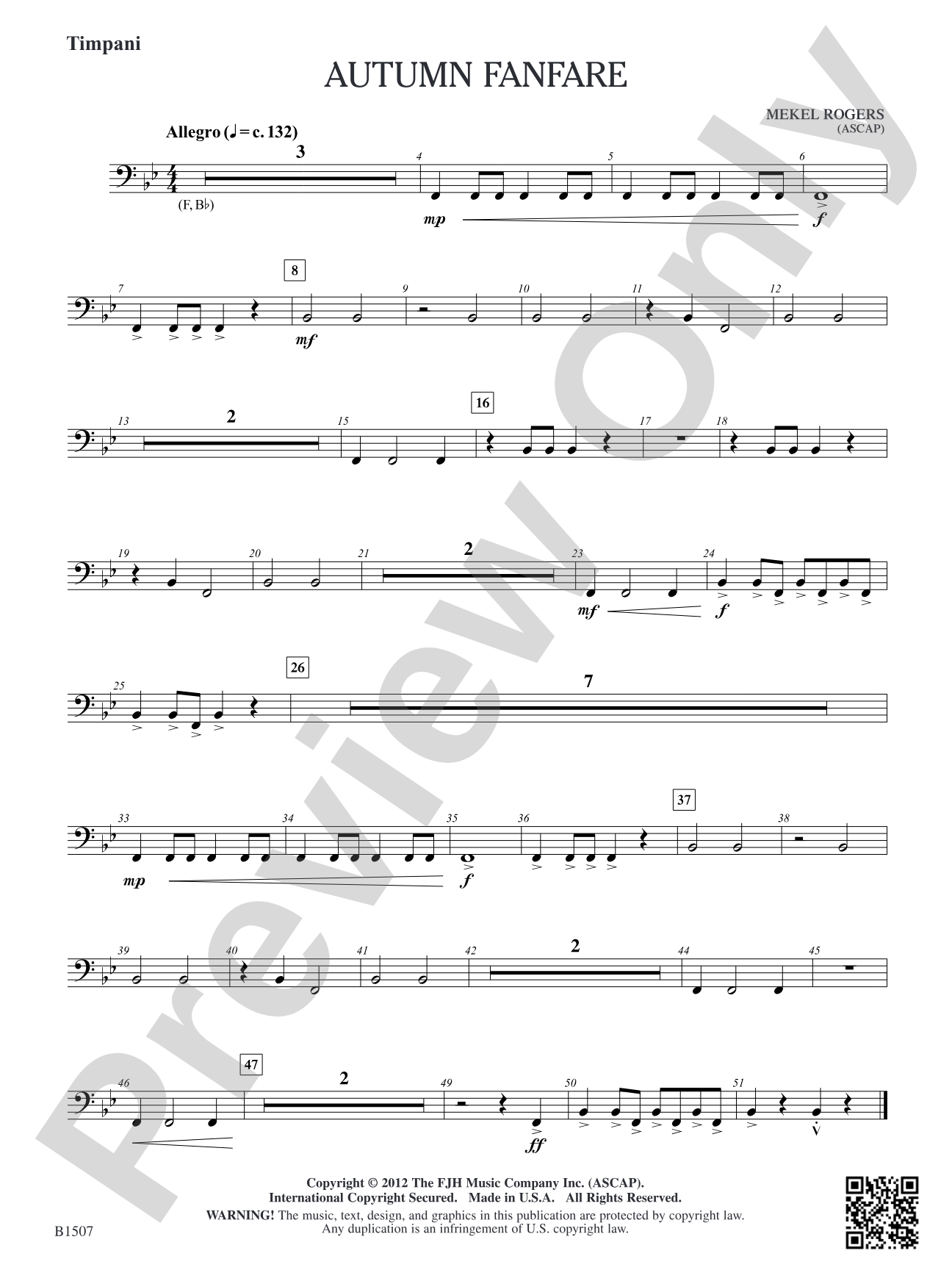Autumn Fanfare: Opt. Timpani