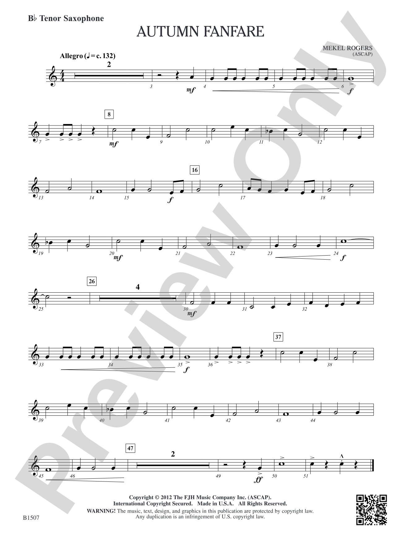 Autumn Fanfare: B-flat Tenor Saxophone