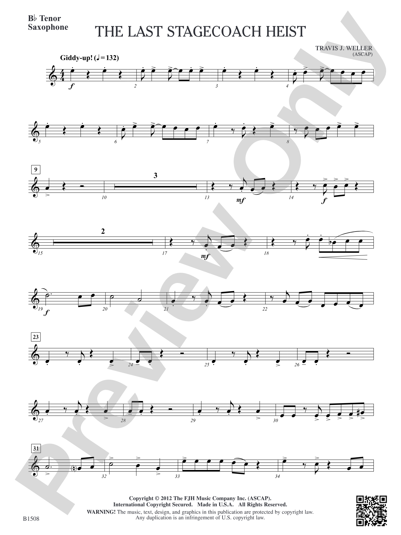 The Last Stagecoach Heist: B-flat Tenor Saxophone