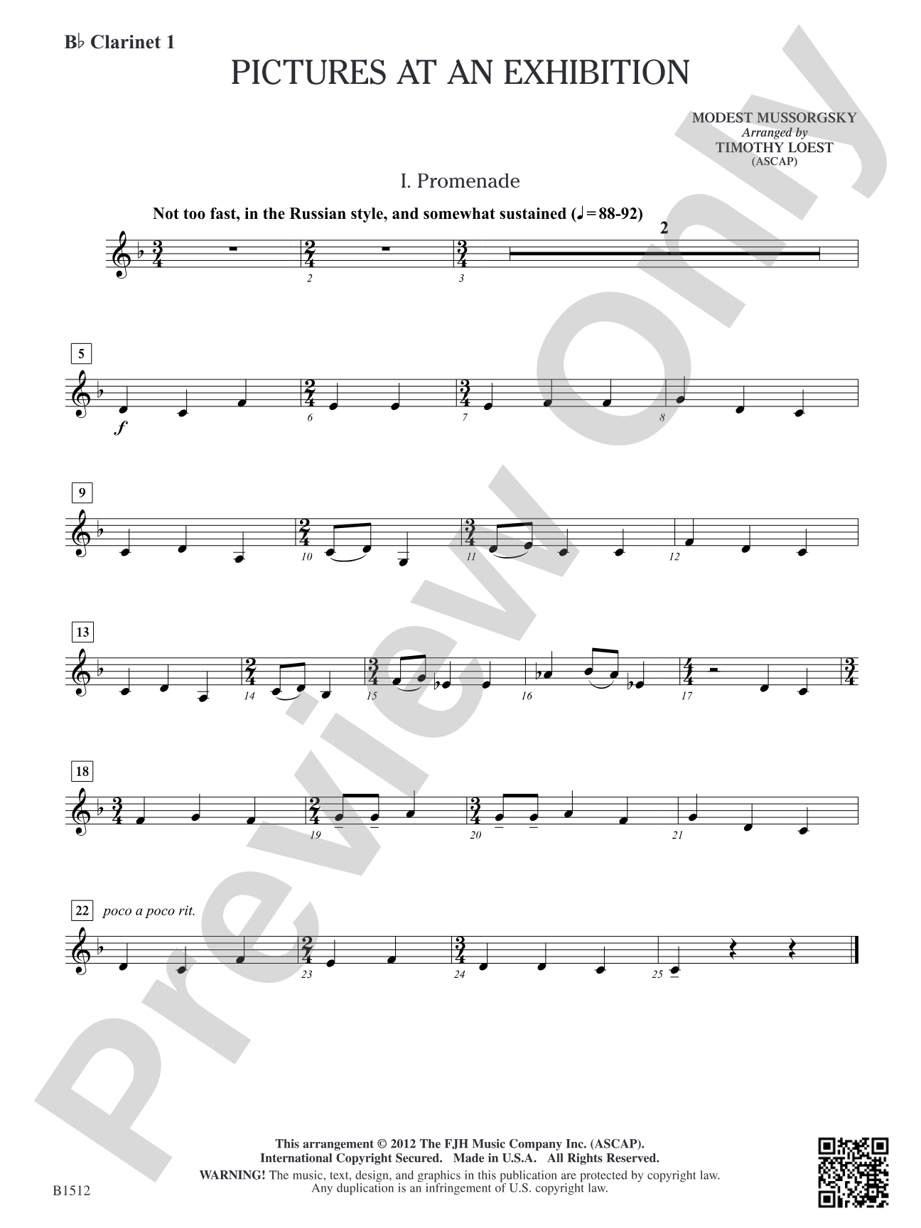 Pictures at an Exhibition: B-flat Clarinet 1