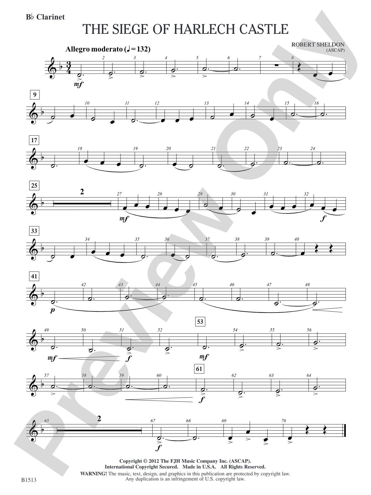 The Siege of Harlech Castle: B-flat Clarinet