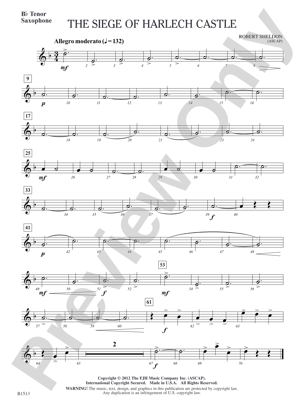 The Siege of Harlech Castle: B-flat Tenor Saxophone