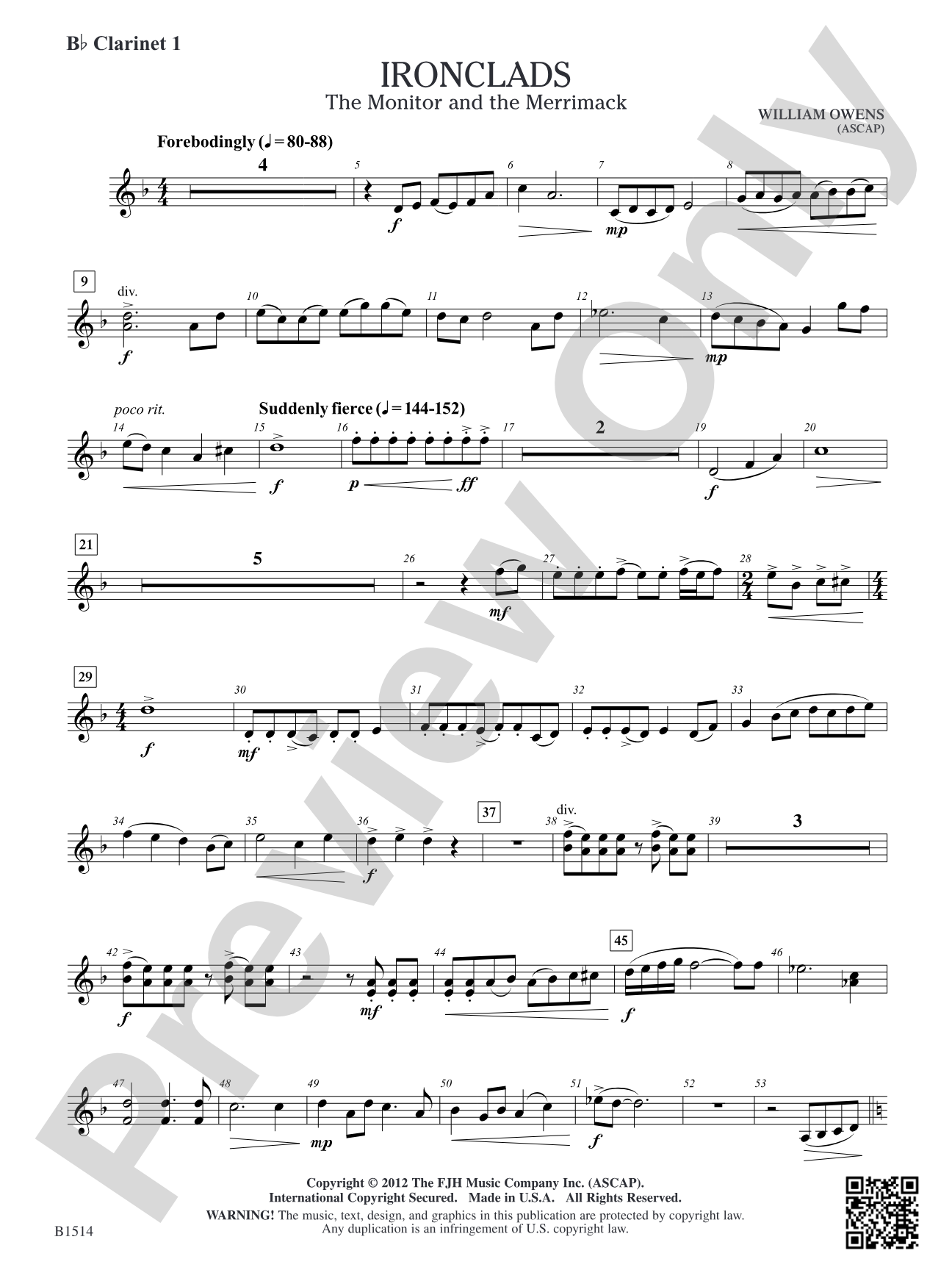 Ironclads: B-flat Clarinet 1