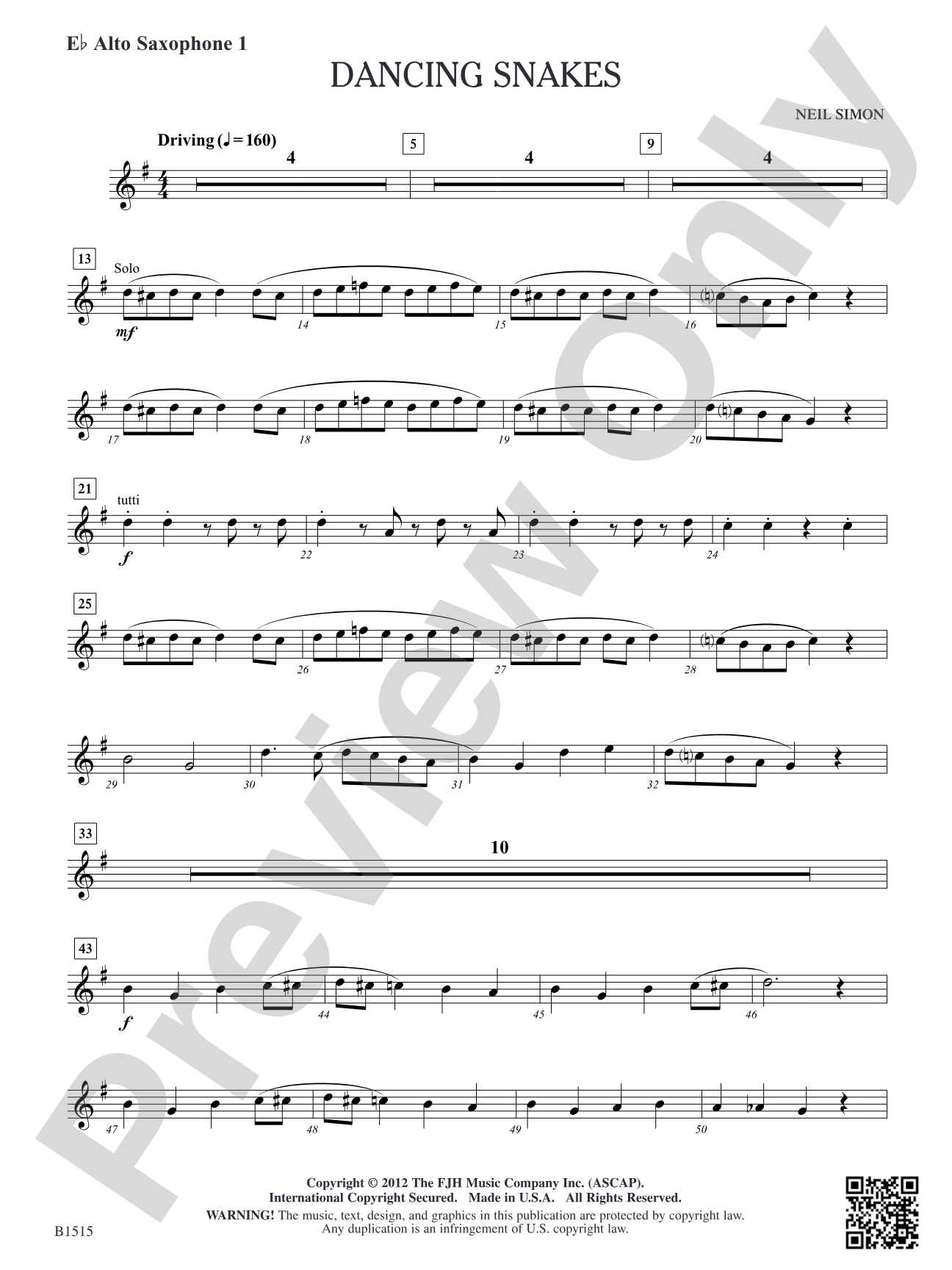 Dancing Snakes: E-flat Alto Saxophone 1