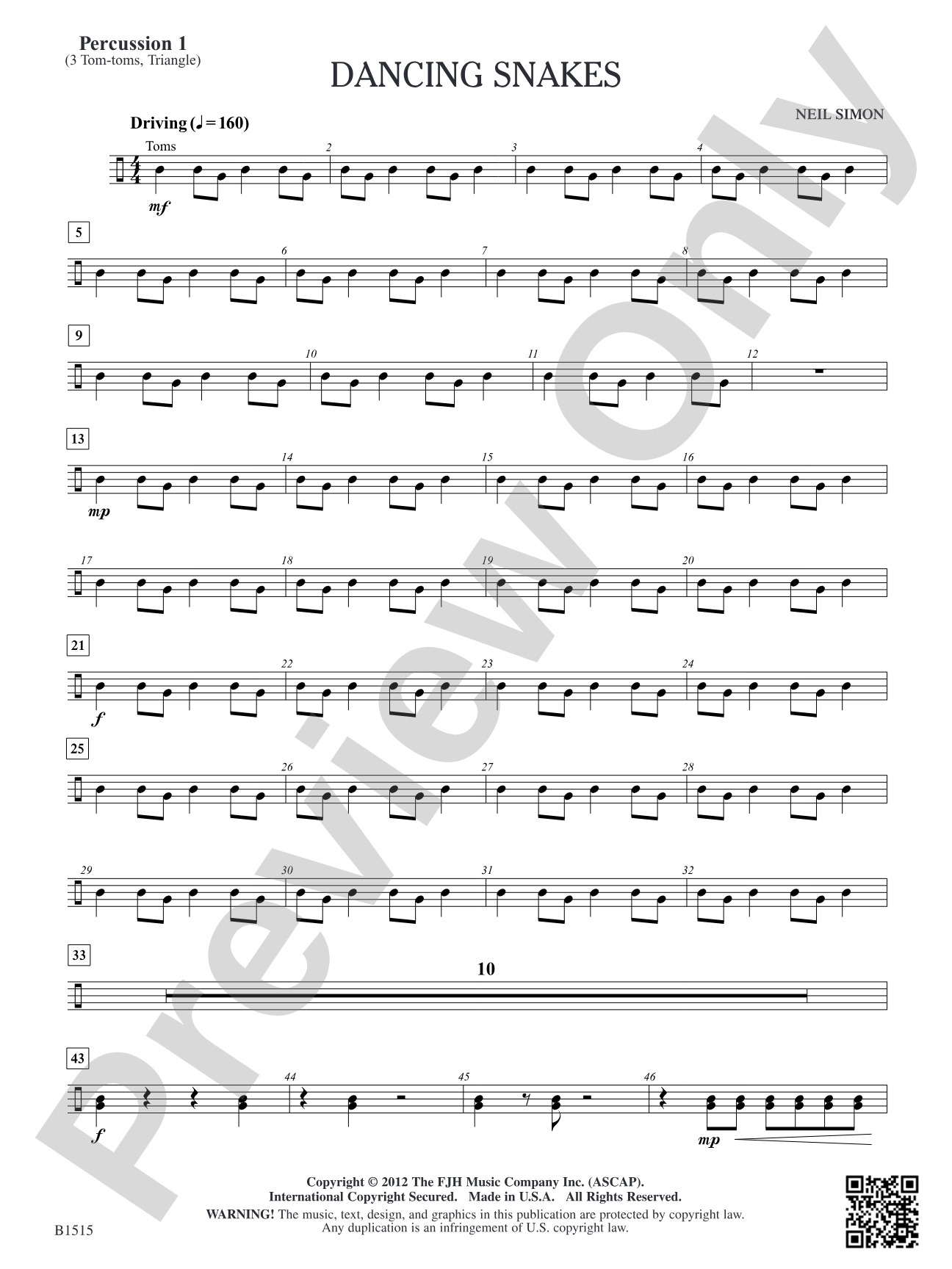 Dancing Snakes: Percussion 1