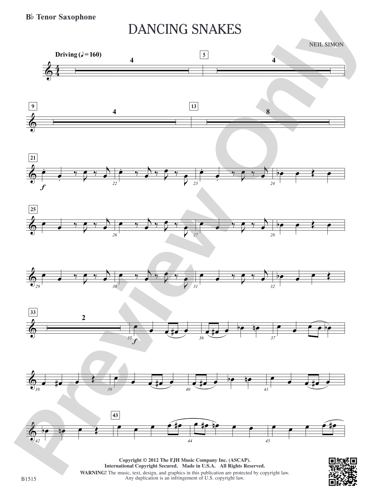 Dancing Snakes: B-flat Tenor Saxophone