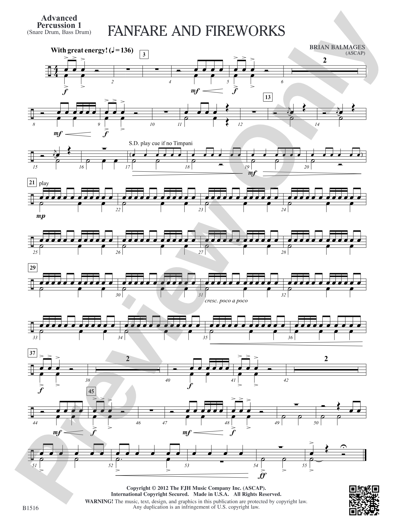 Fanfare and Fireworks: Advanced Percussion 1