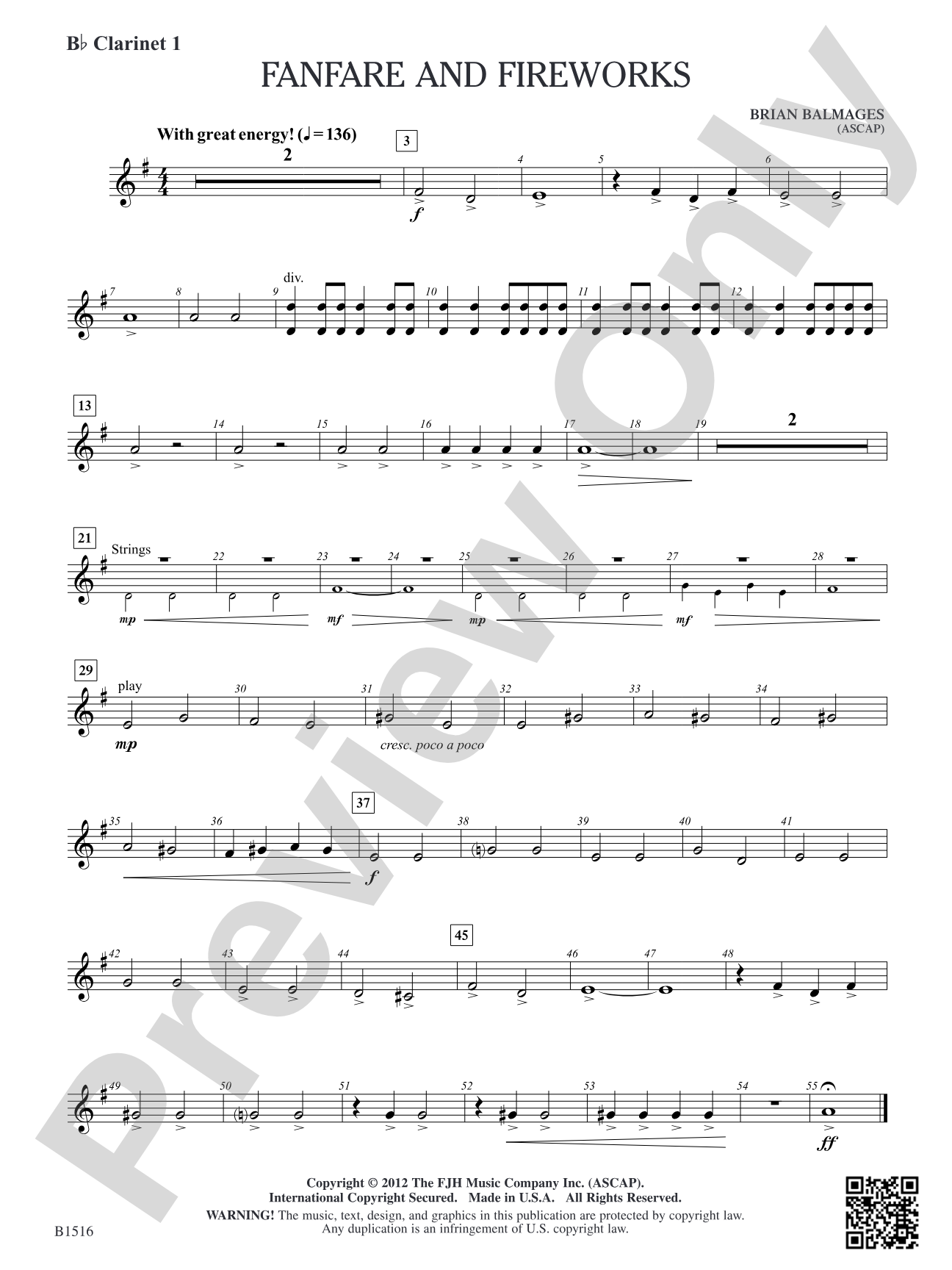 Fanfare and Fireworks: B-flat Clarinet 1