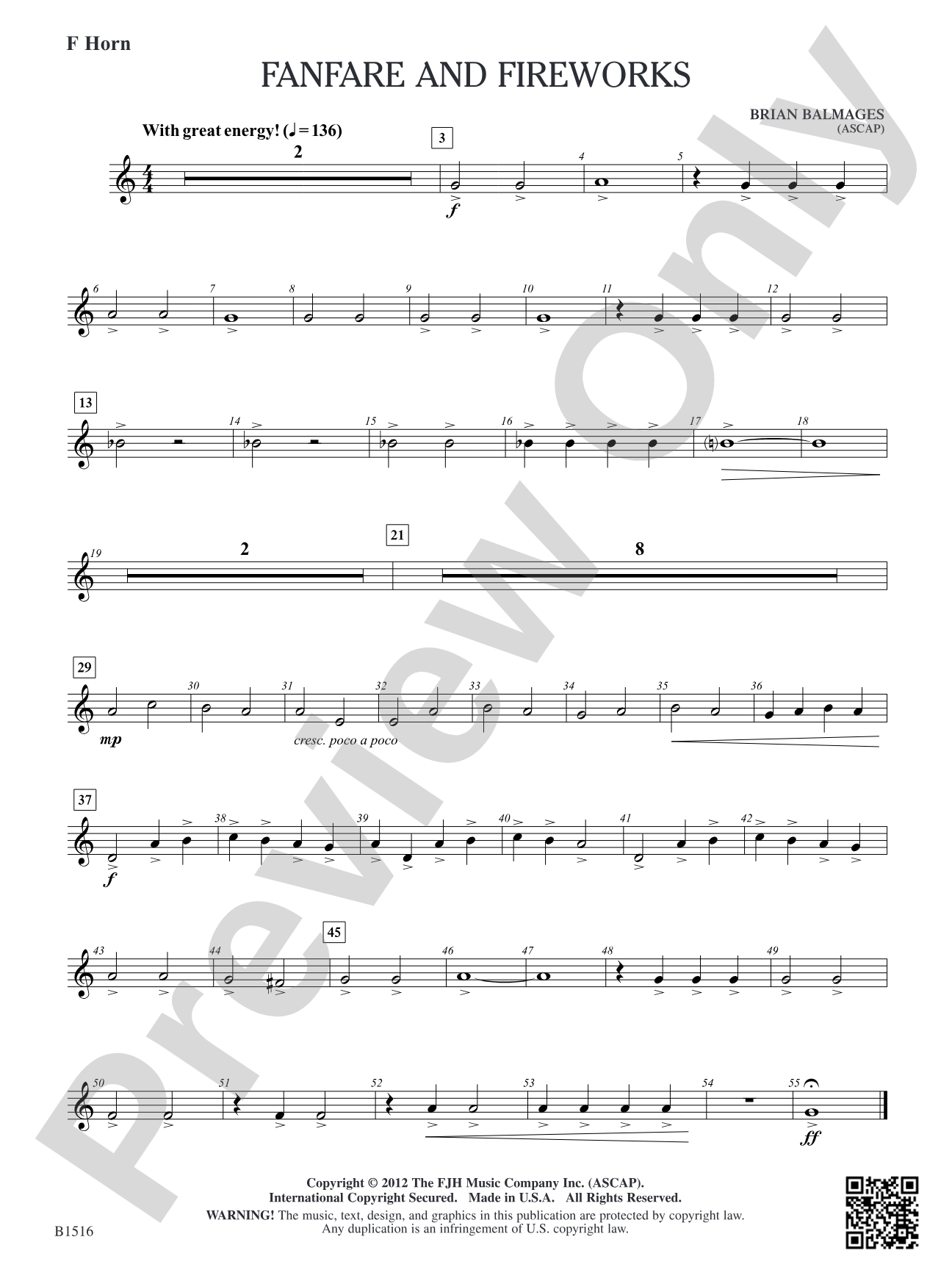 Fanfare and Fireworks: F Horn