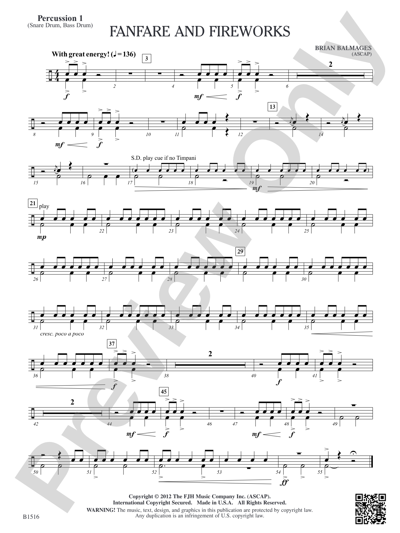 Fanfare and Fireworks: Percussion 1