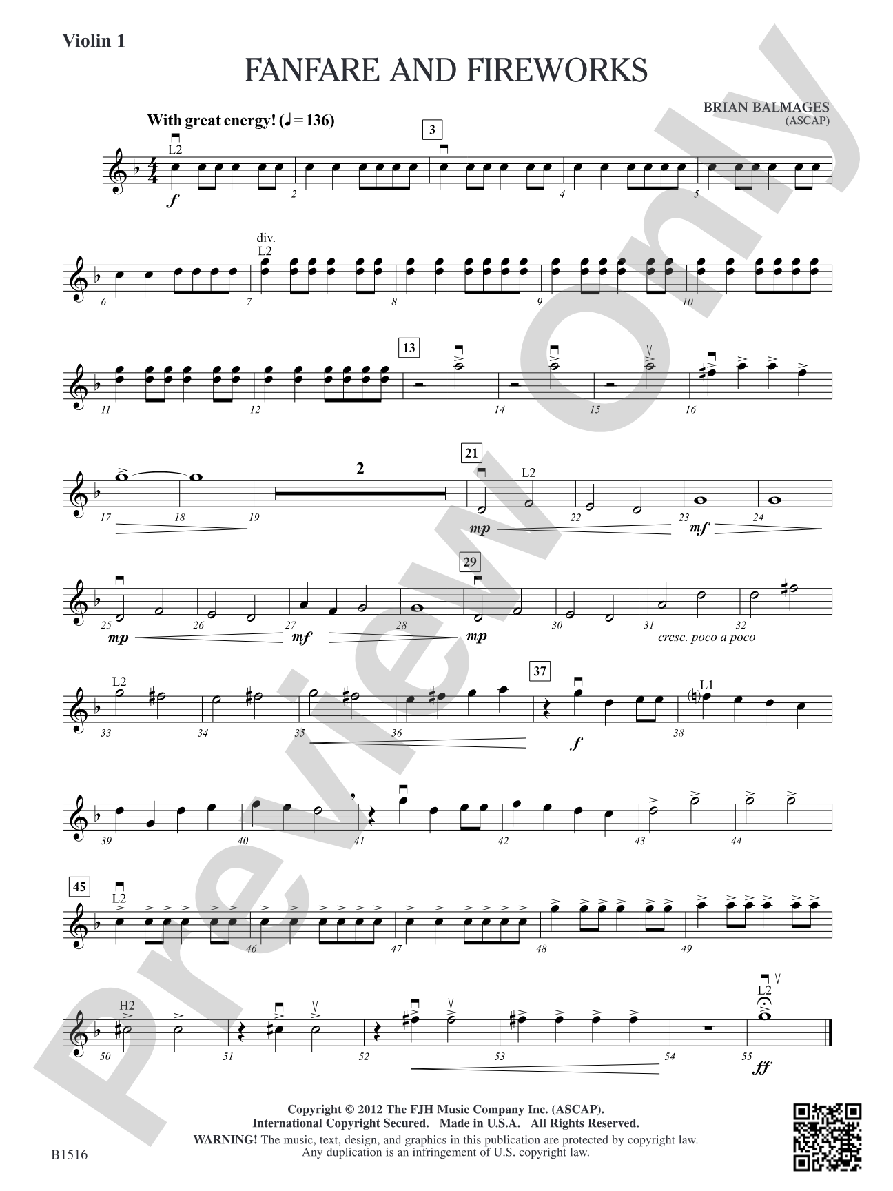 Fanfare and Fireworks: Violin 1