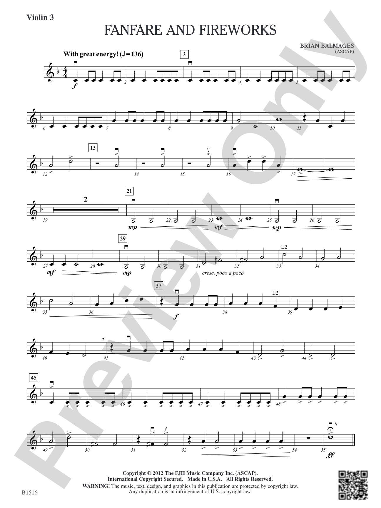 Fanfare and Fireworks: Violin 3 (Viola T.C.)