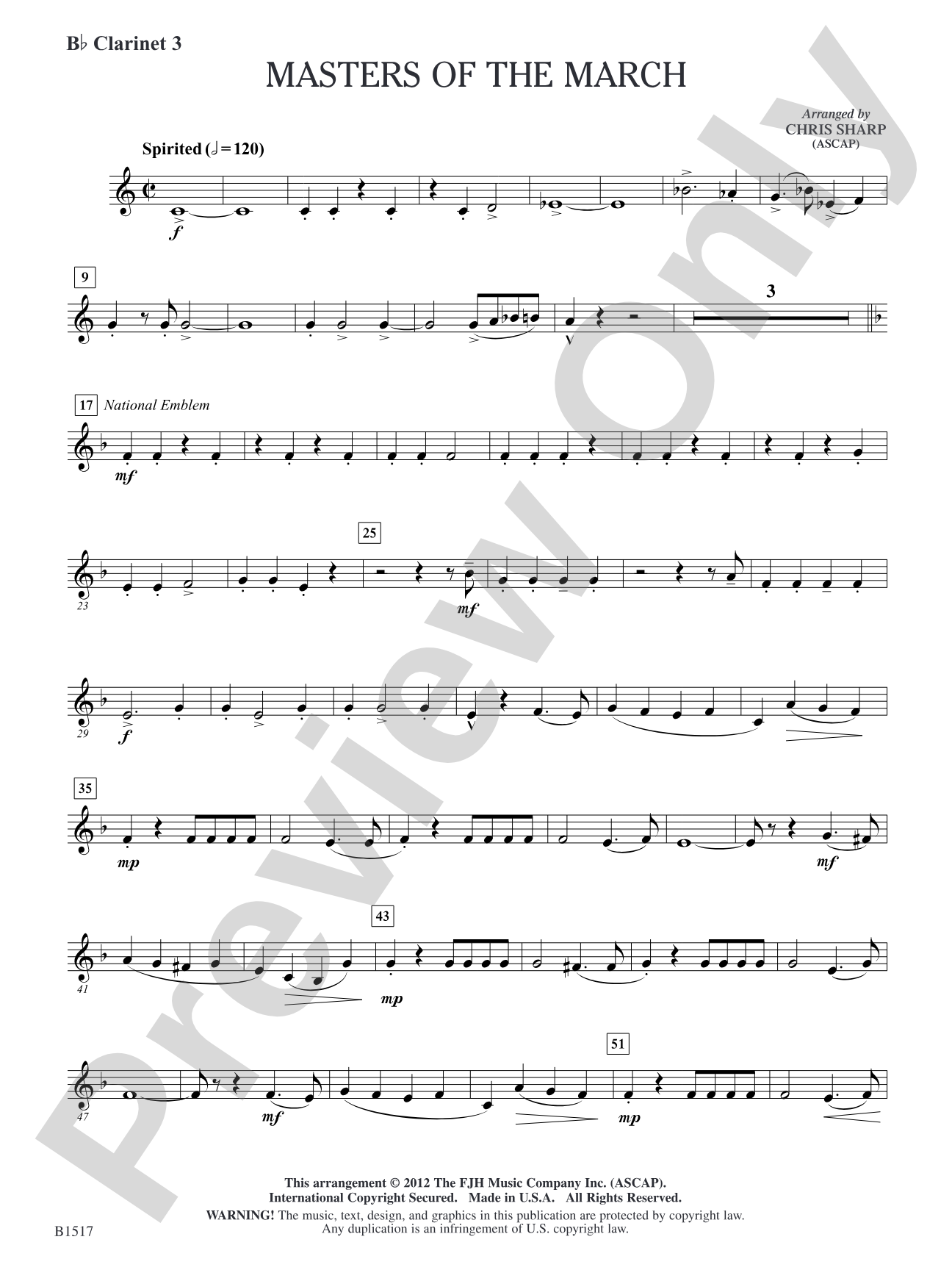 Master of the March: B-flat Clarinet 3