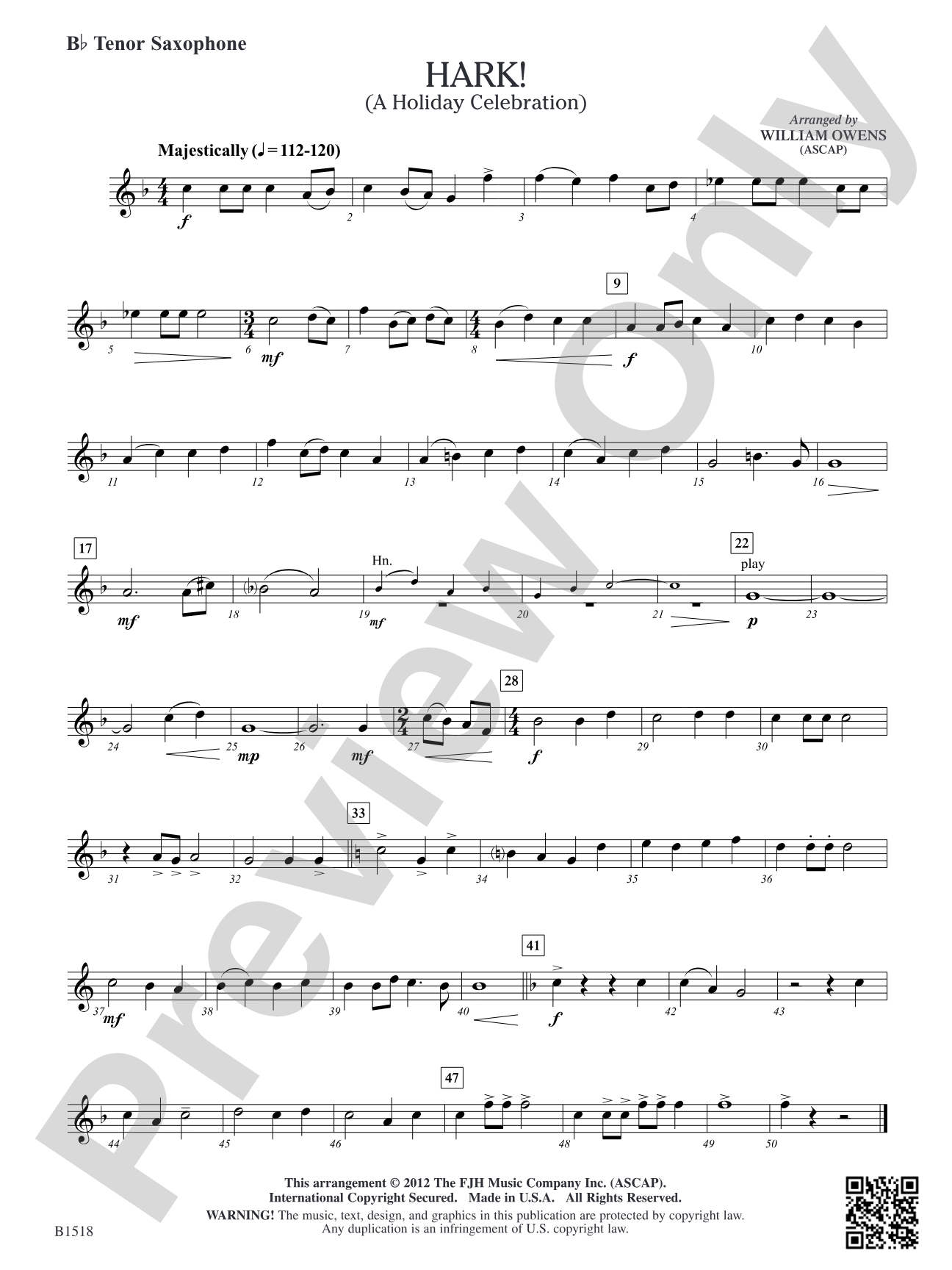 Hark!: B-flat Tenor Saxophone