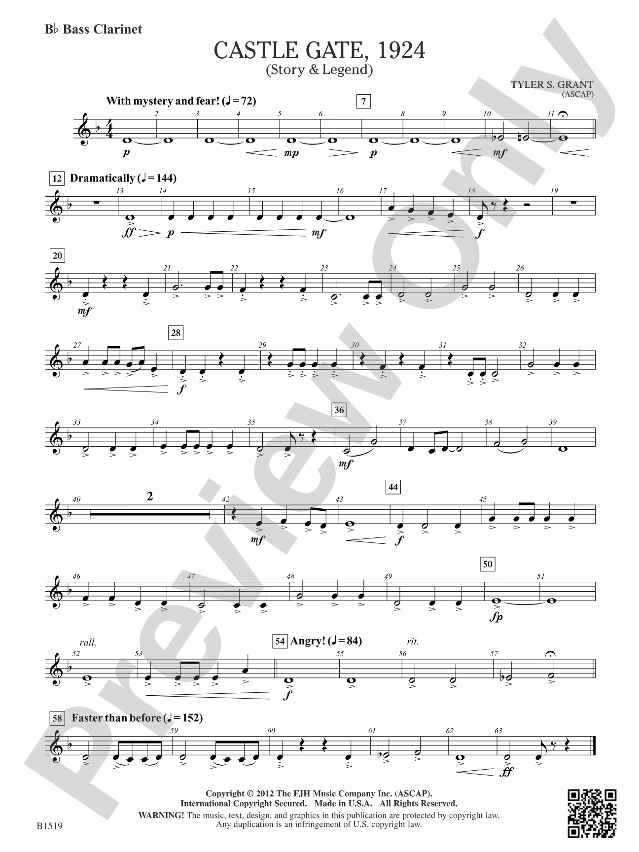Castle Gate, 1924: B-flat Bass Clarinet