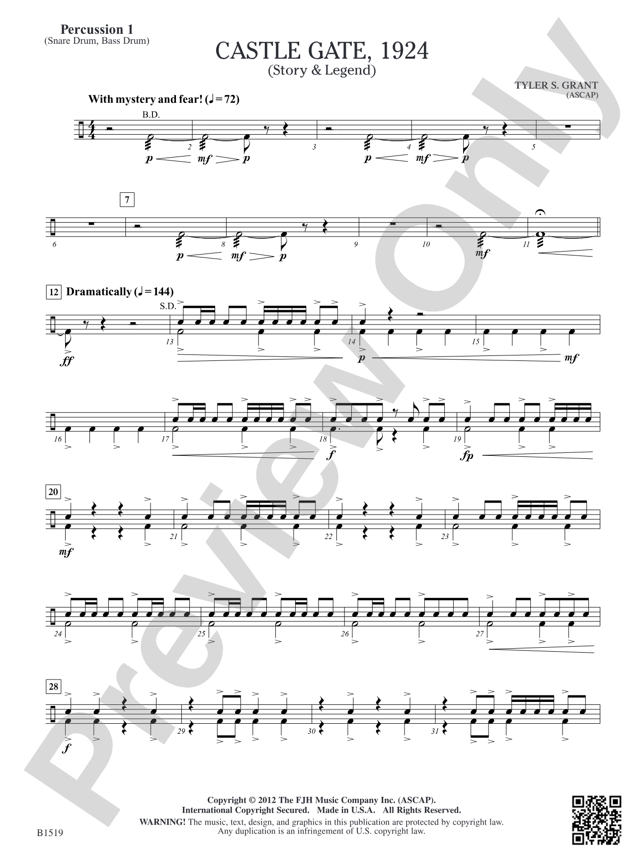 Castle Gate, 1924: Percussion 1