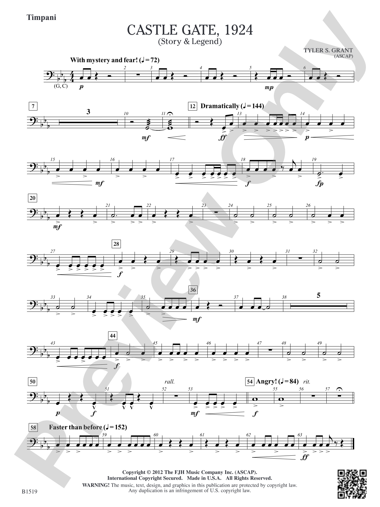 Castle Gate, 1924: Timpani
