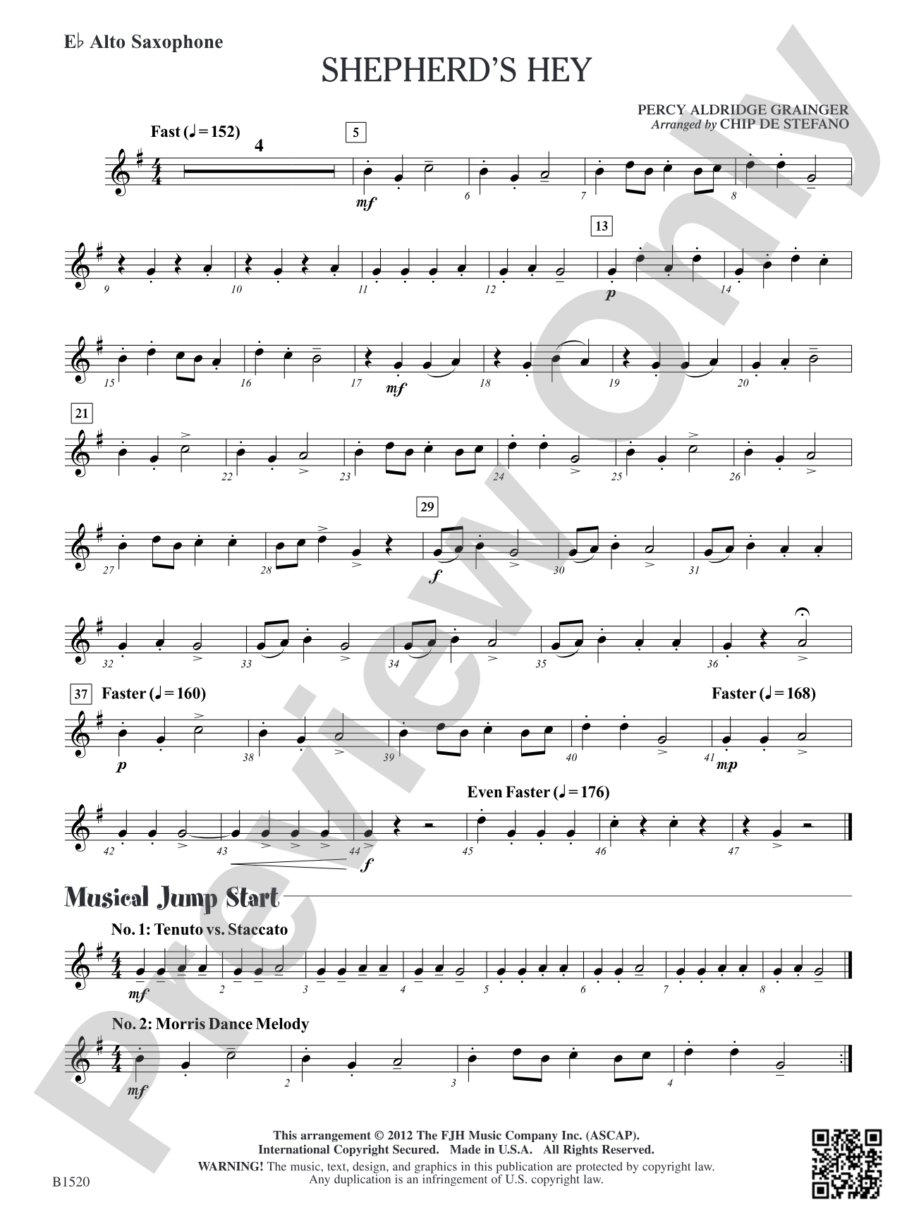 Shepherd's Hey: E-flat Alto Saxophone