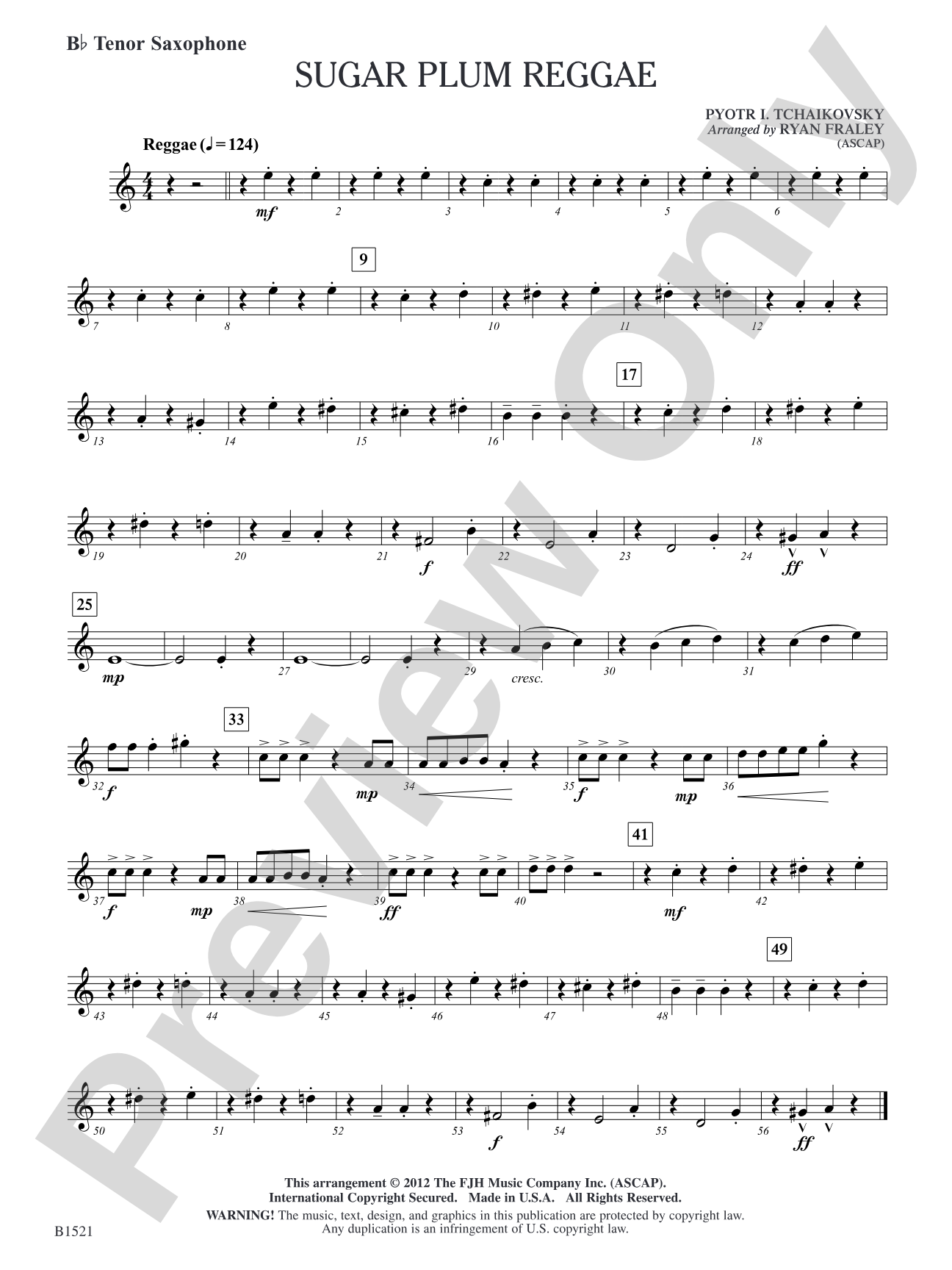 Sugar Plum Reggae: B-flat Tenor Saxophone