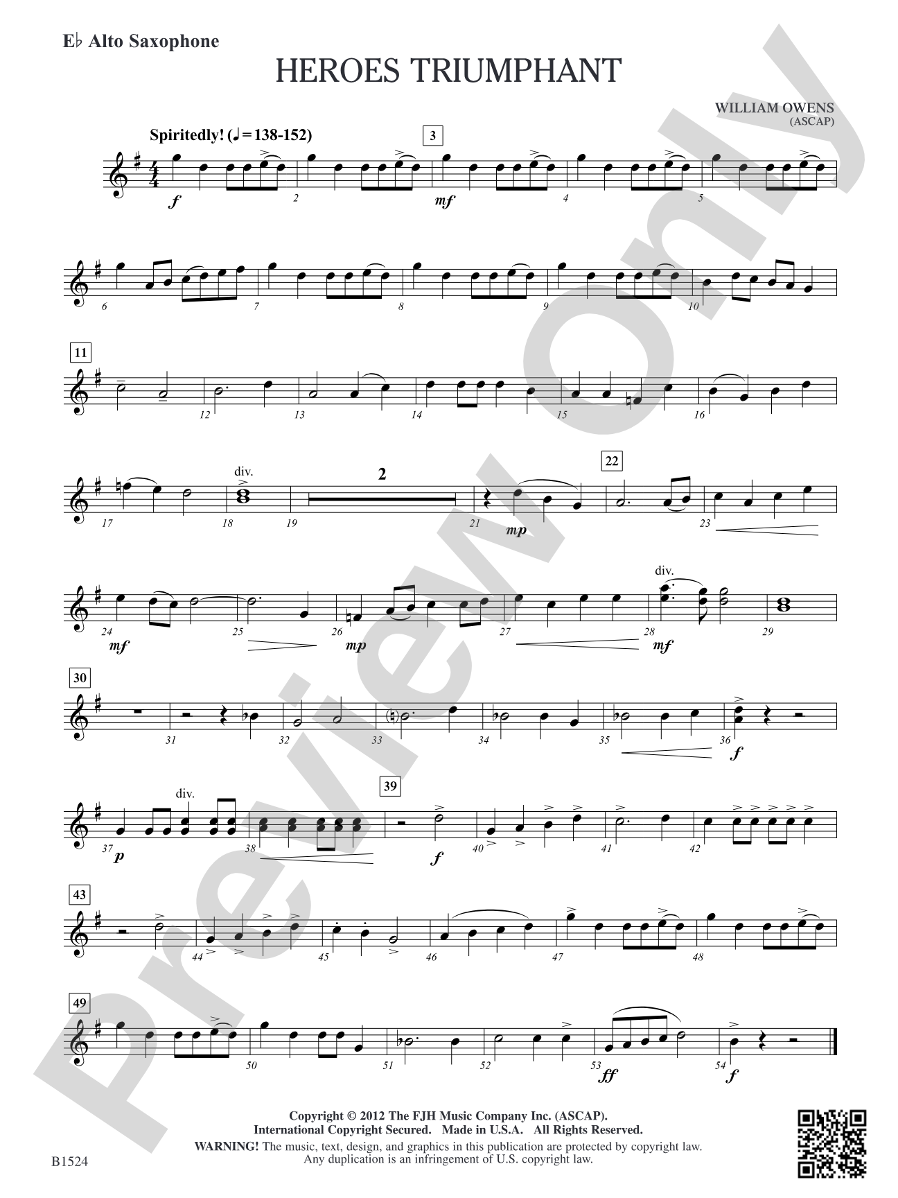 Heroes Triumphant: E-flat Alto Saxophone