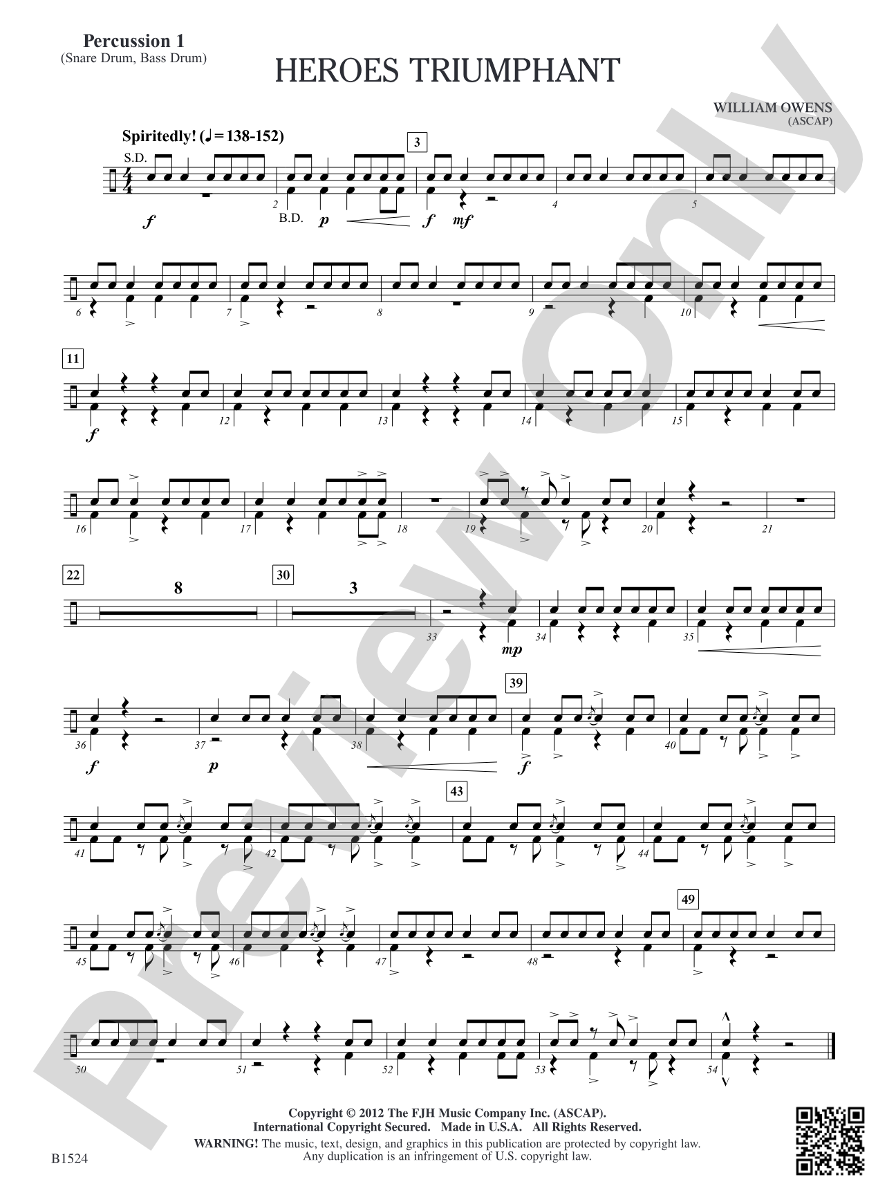 Heroes Triumphant: Percussion 1