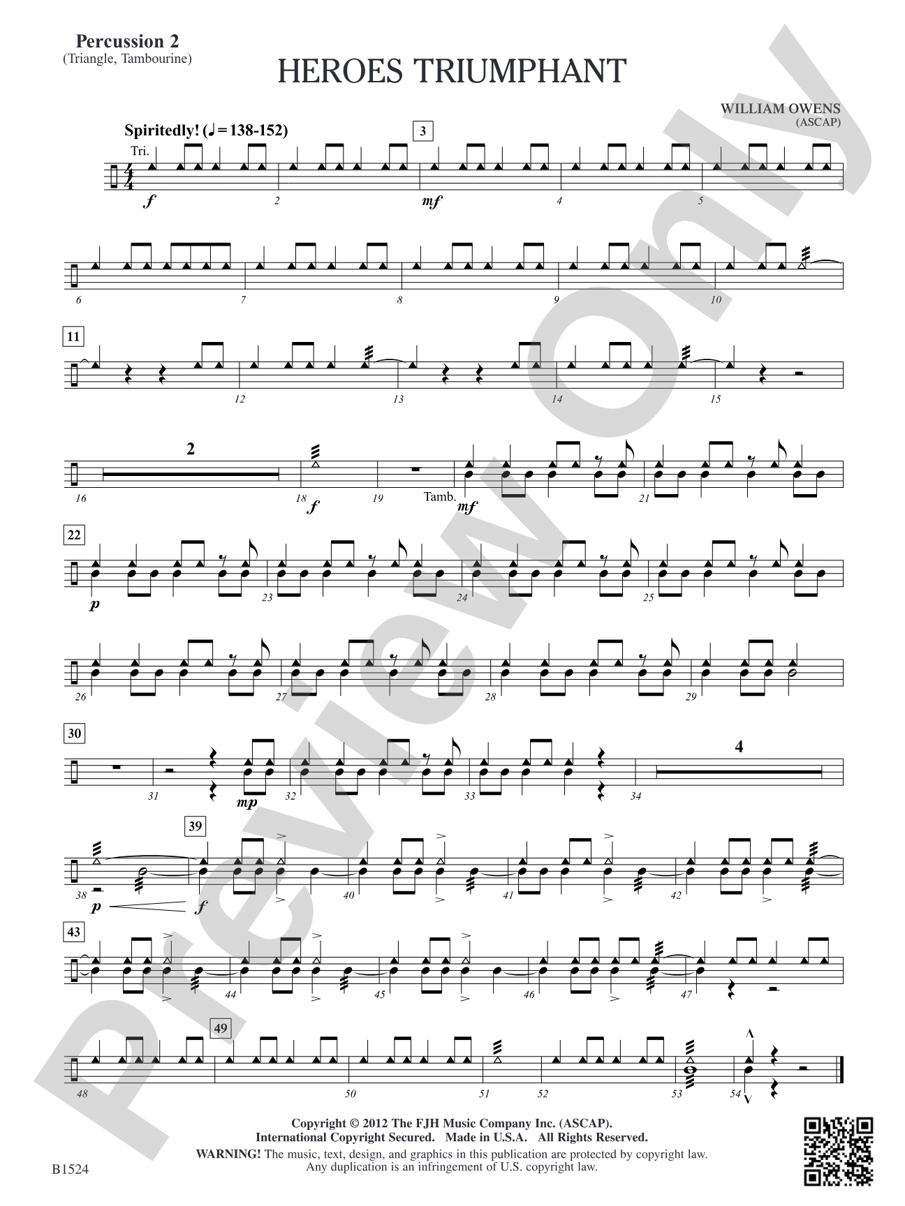 Heroes Triumphant: Percussion 2