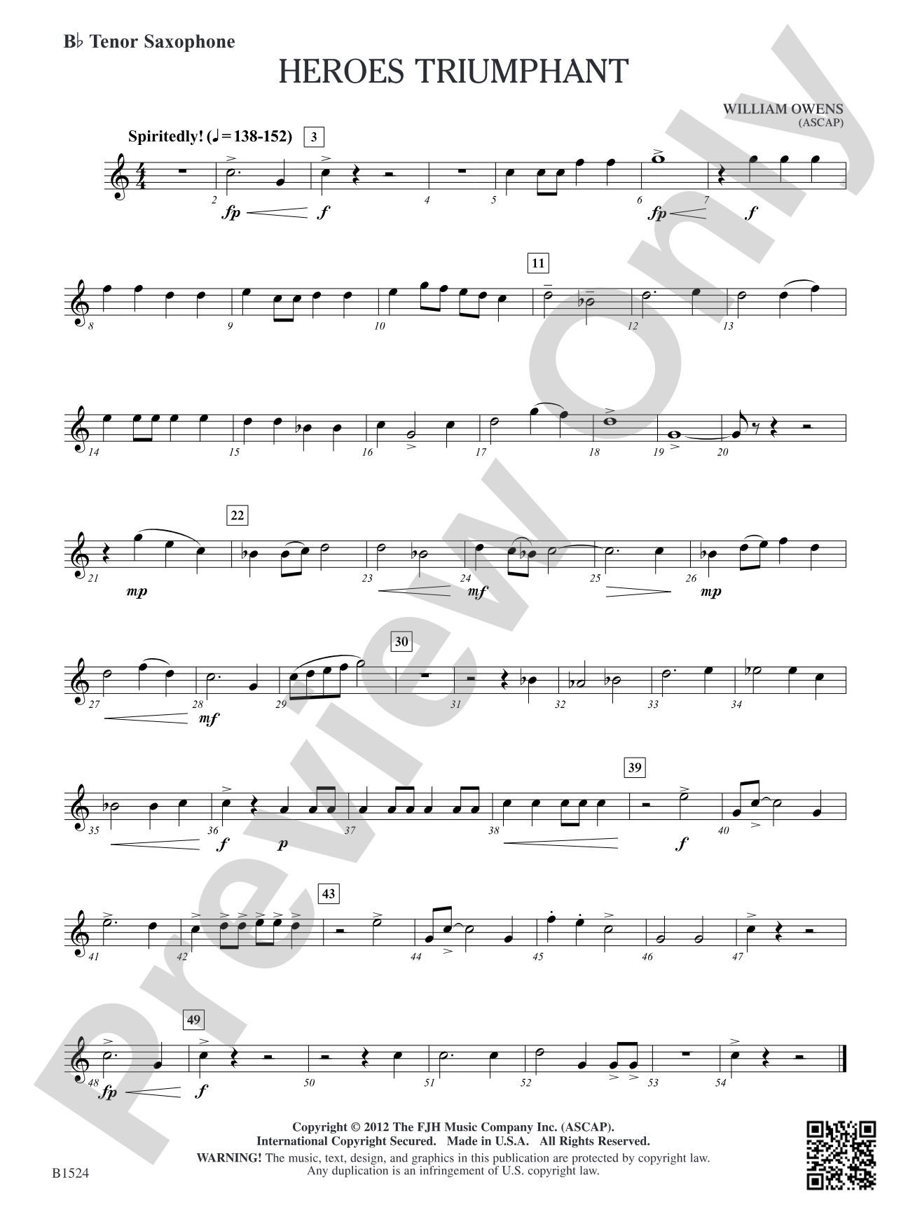 Heroes Triumphant: B-flat Tenor Saxophone