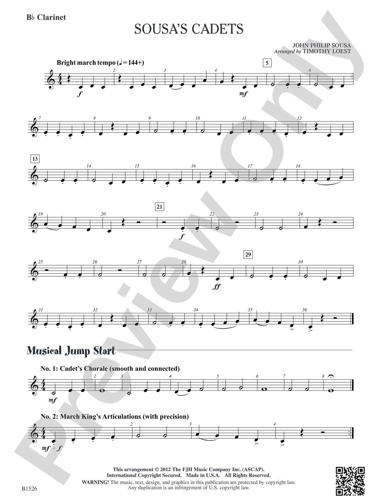 Sousa's Cadets: B-flat Clarinet
