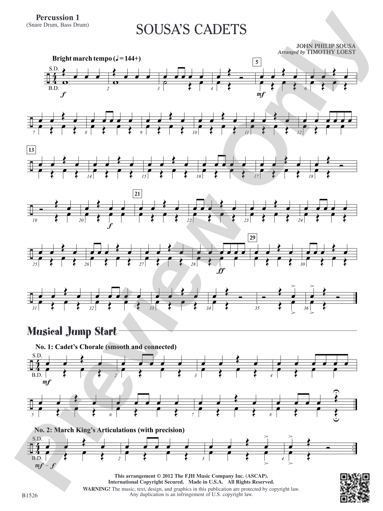 Sousa's Cadets: Percussion 1
