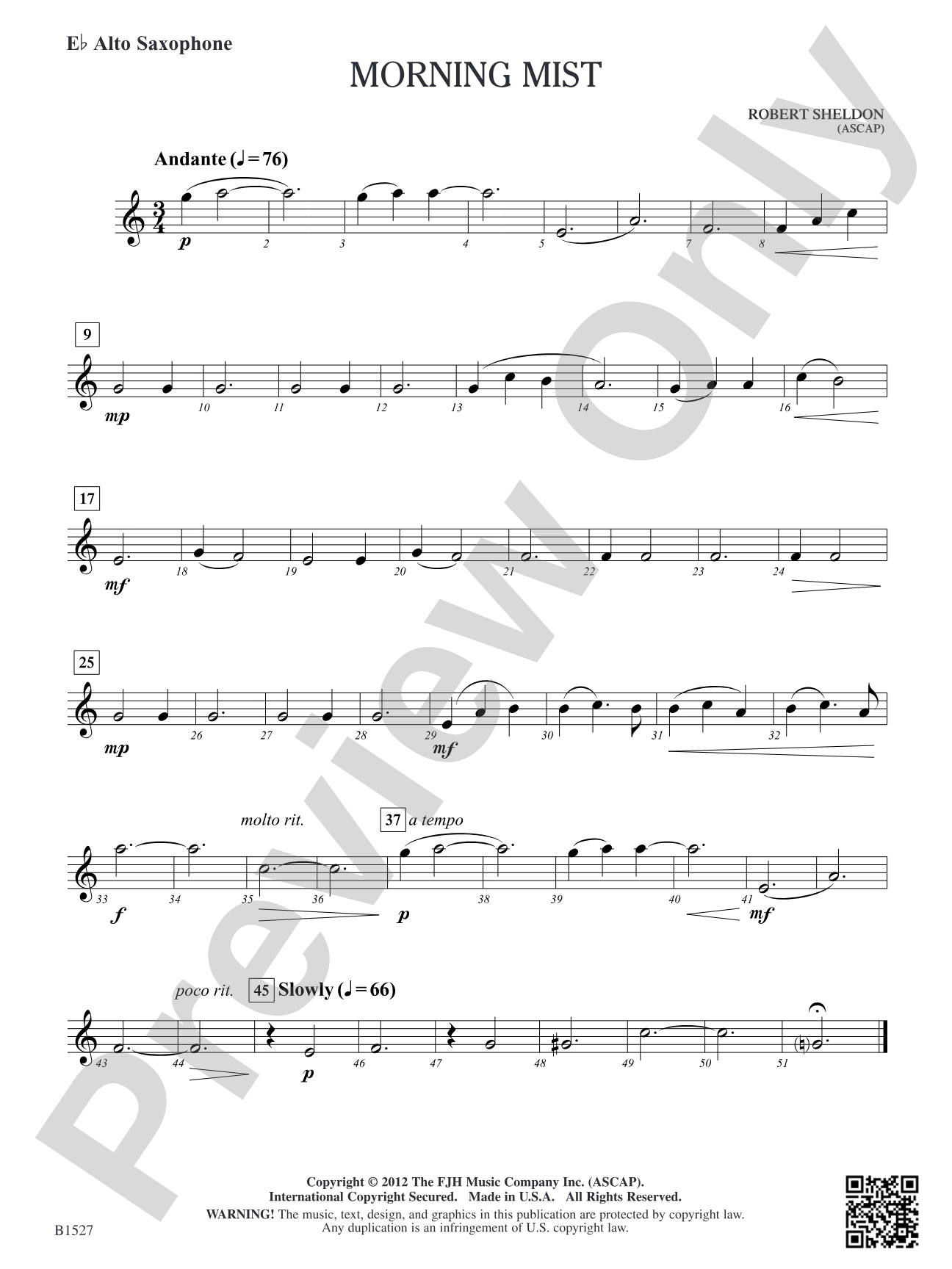 Morning Mist: E-flat Alto Saxophone