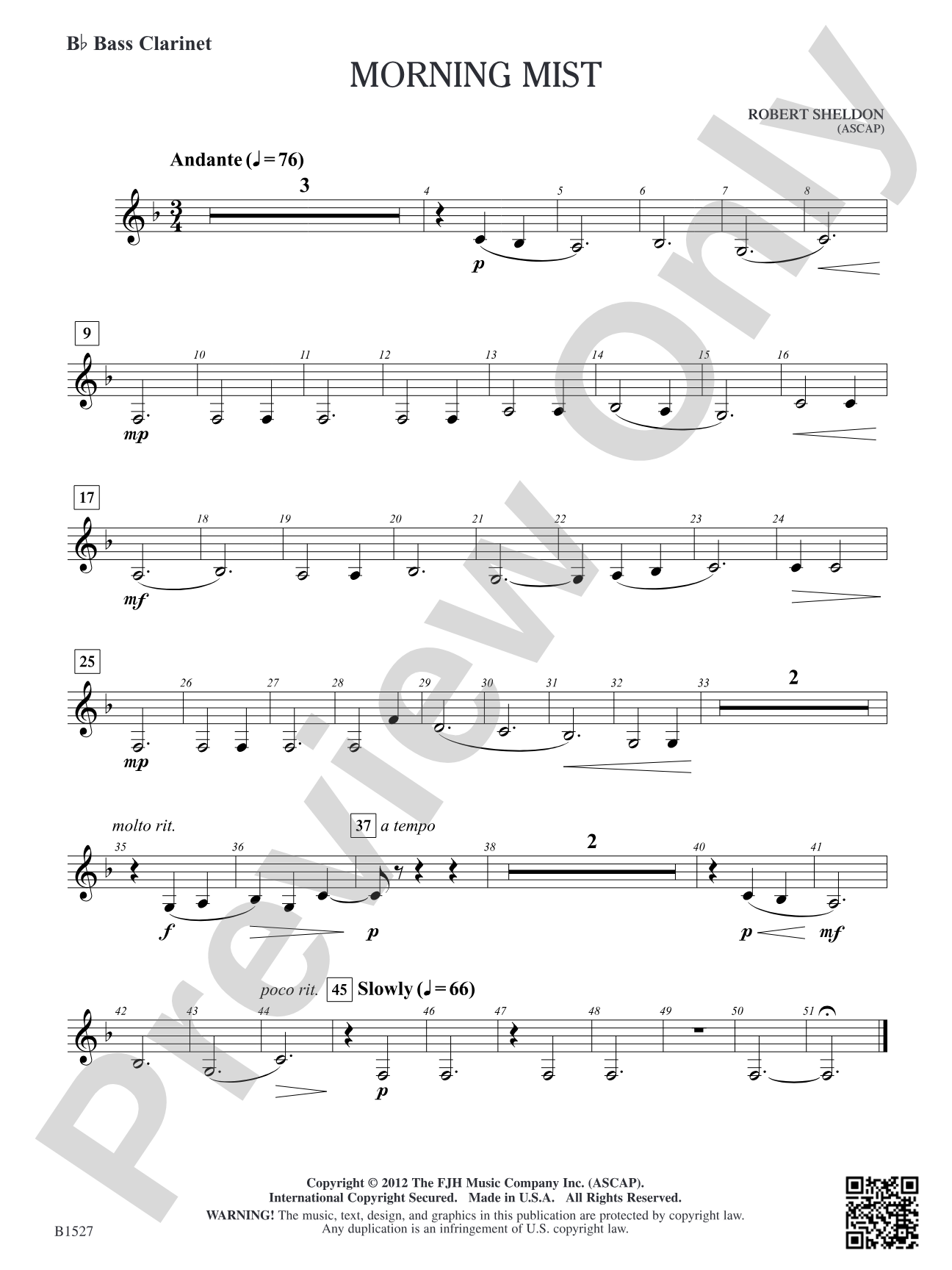 Morning Mist: B-flat Bass Clarinet