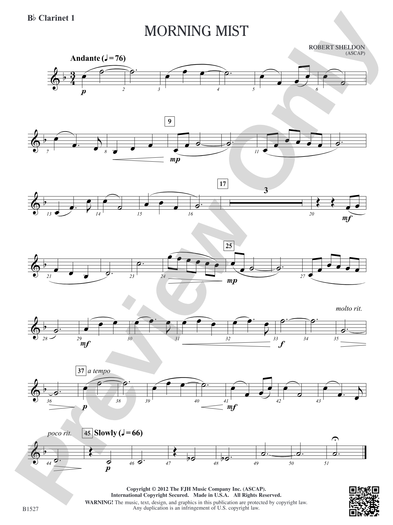 Morning Mist: B-flat Clarinet 1