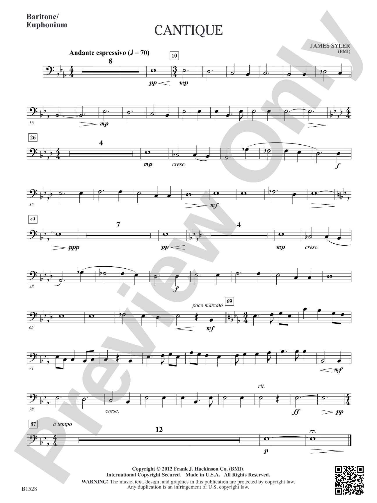 Cantique: Baritone/Euphonium