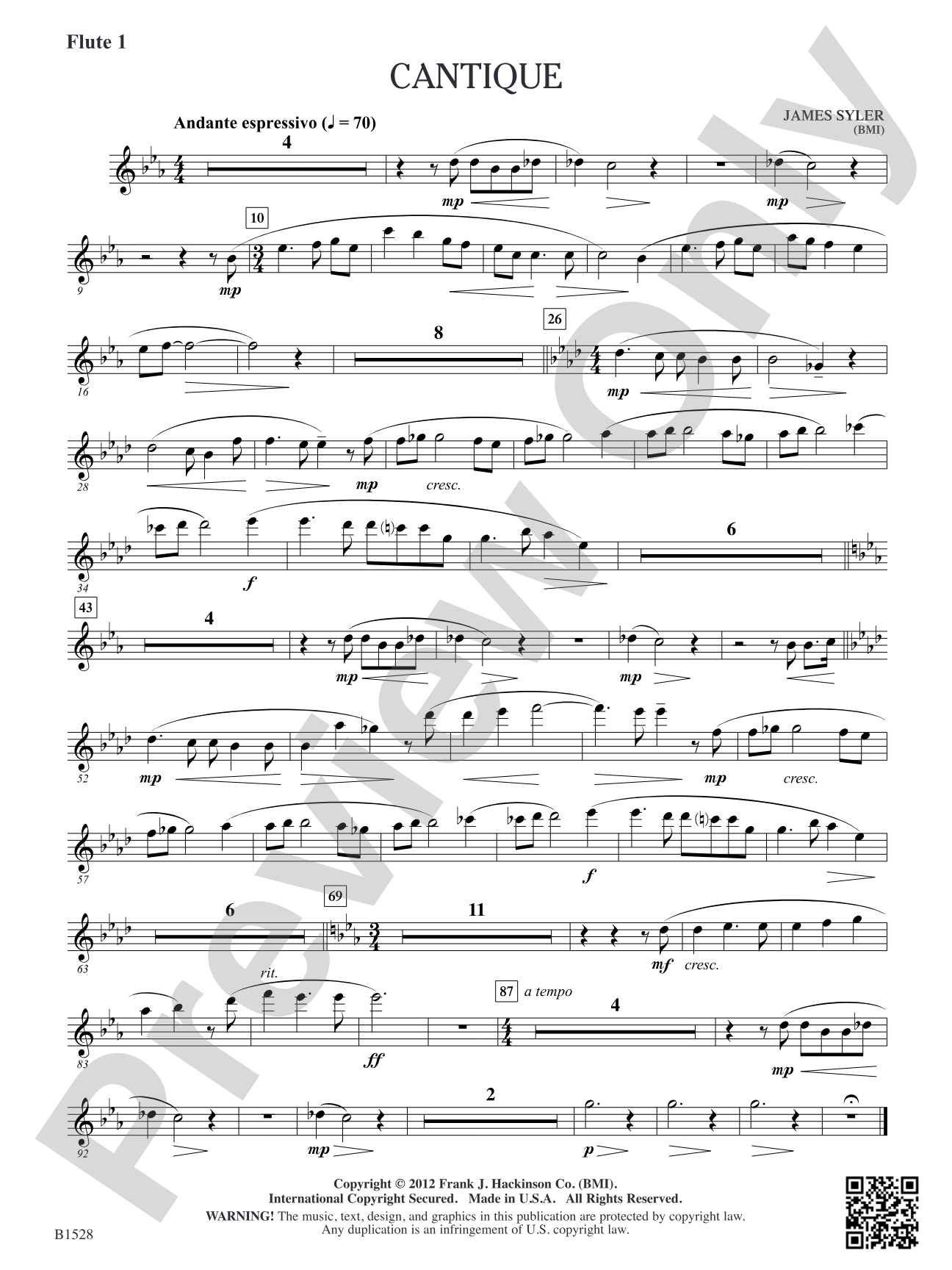Cantique: Flute 1