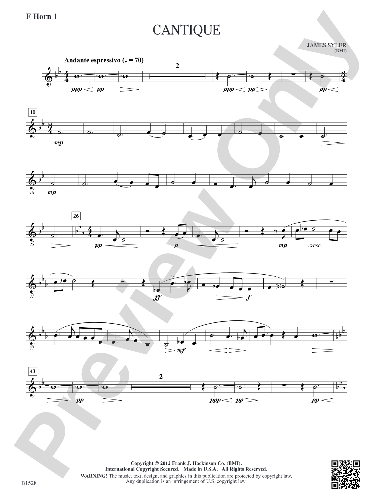 Cantique: F Horn 1