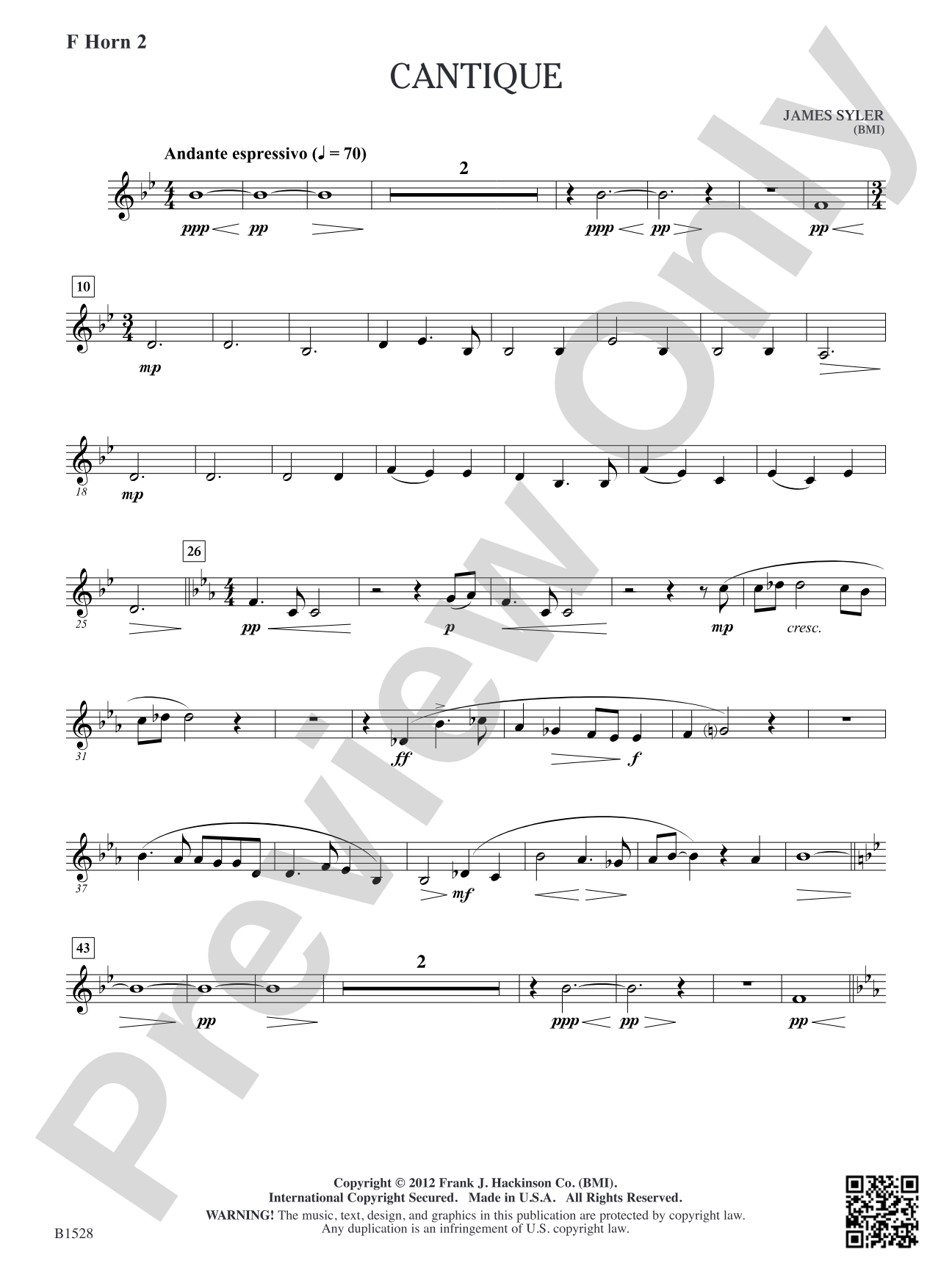Cantique: F Horn 2