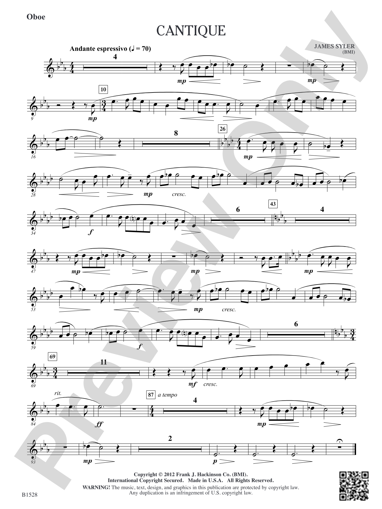 Cantique: Oboe