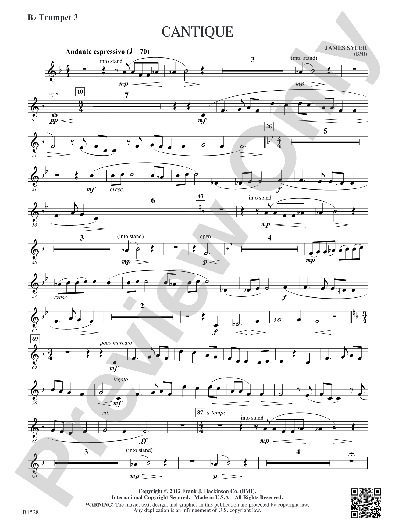 Cantique: B-flat Trumpet 3
