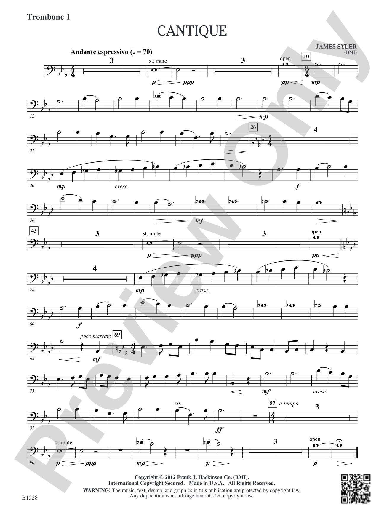 Cantique: Trombone 1