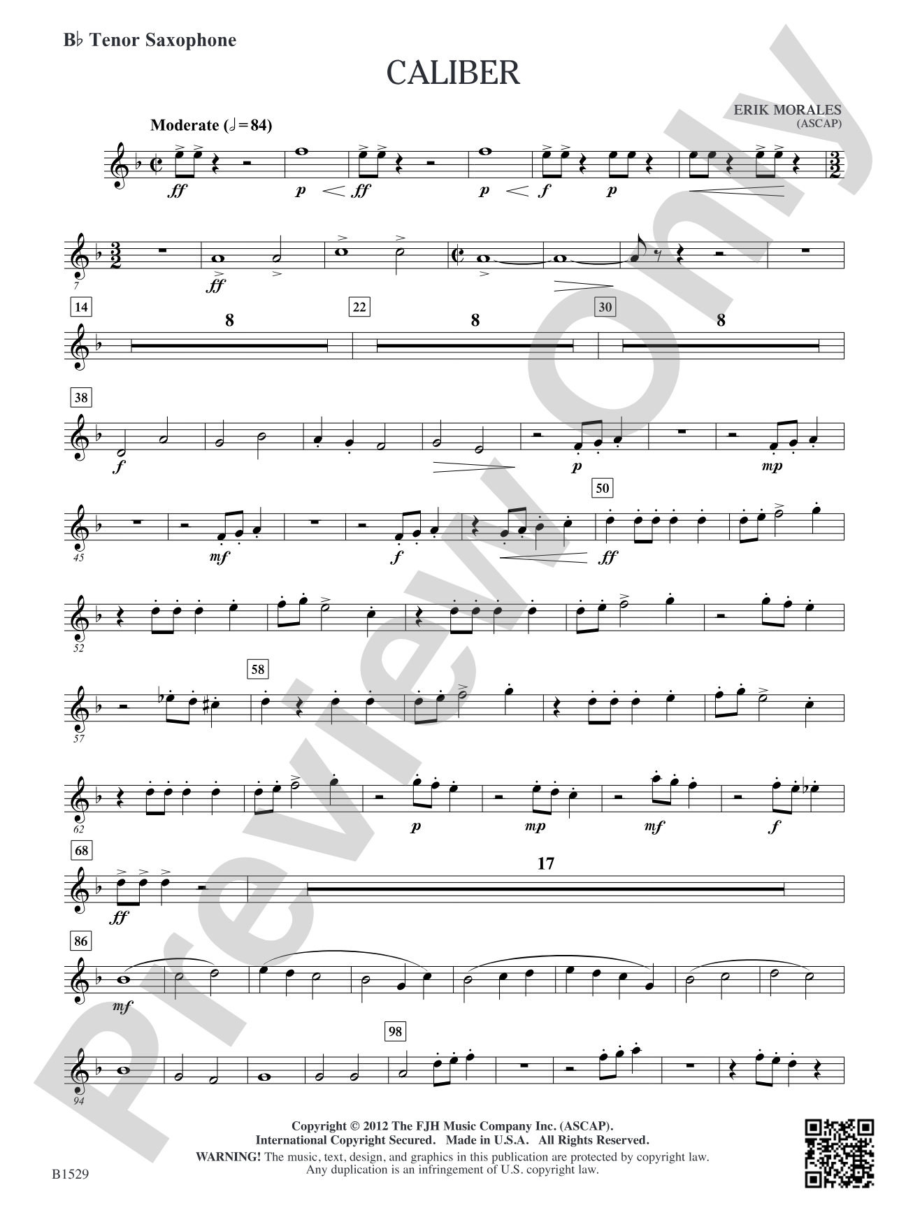 Caliber: B-flat Tenor Saxophone