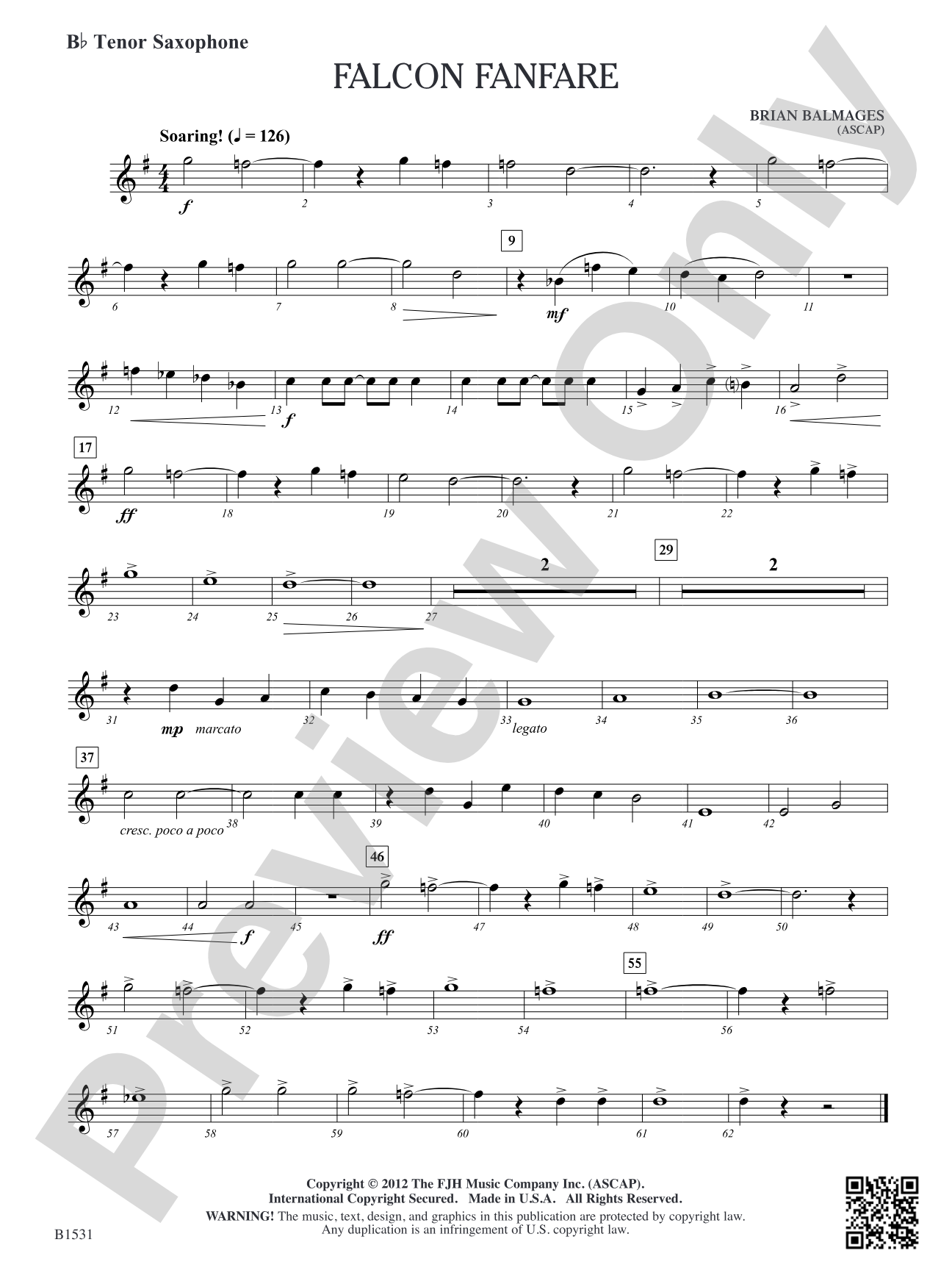 Falcon Fanfare: B-flat Tenor Saxophone