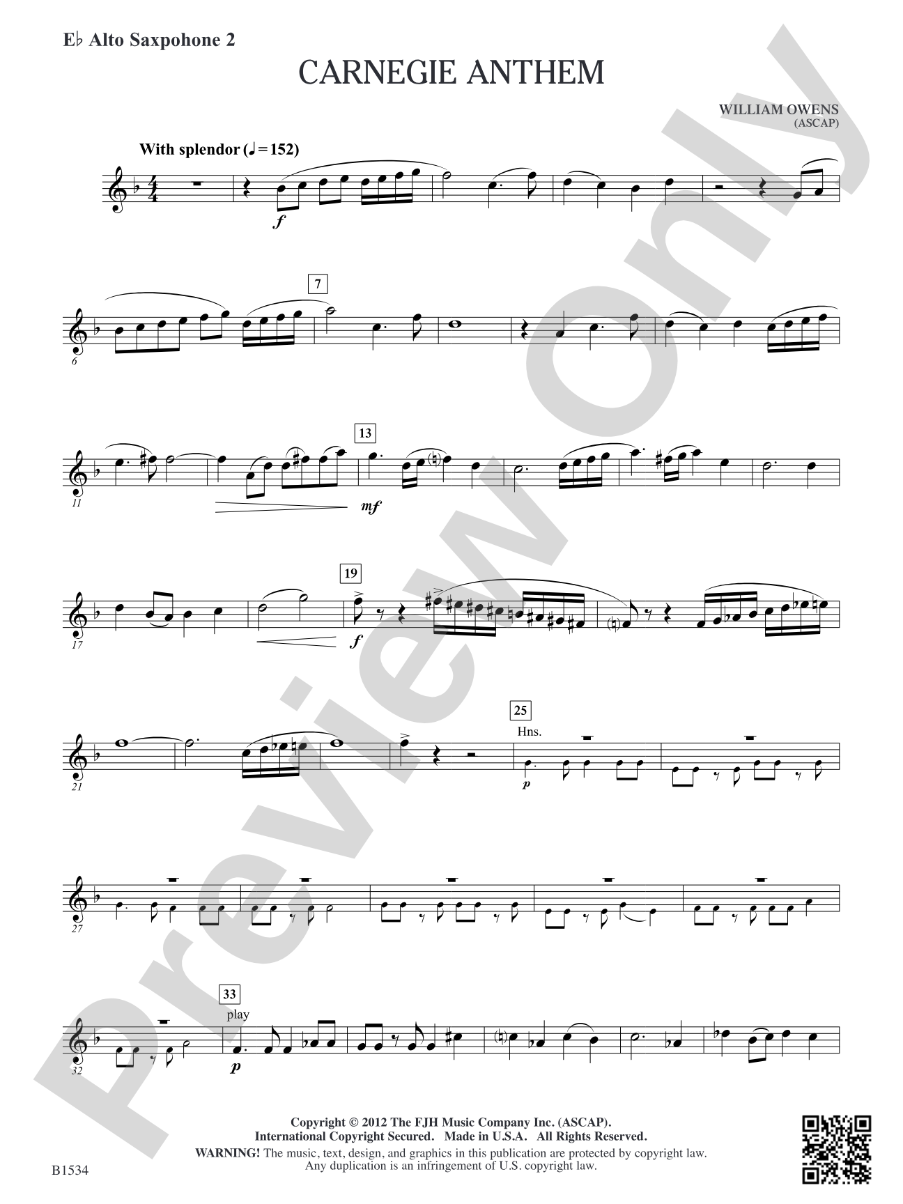 Carnegie Anthem: E-flat Alto Saxophone 2