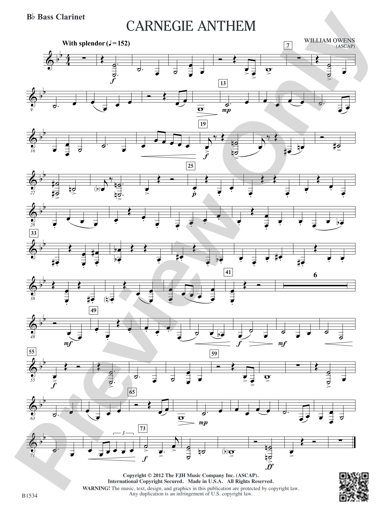 Carnegie Anthem: B-flat Bass Clarinet